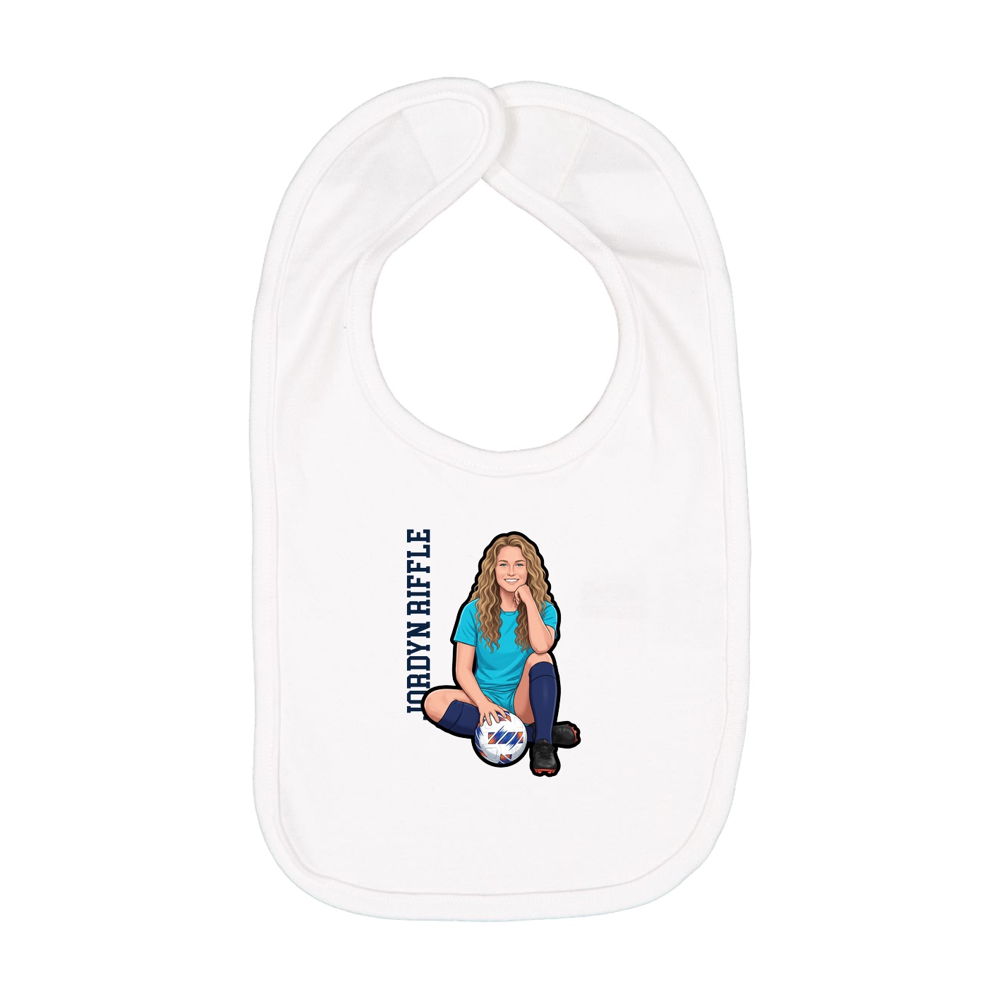 Infant Bib — Name Vertical in White