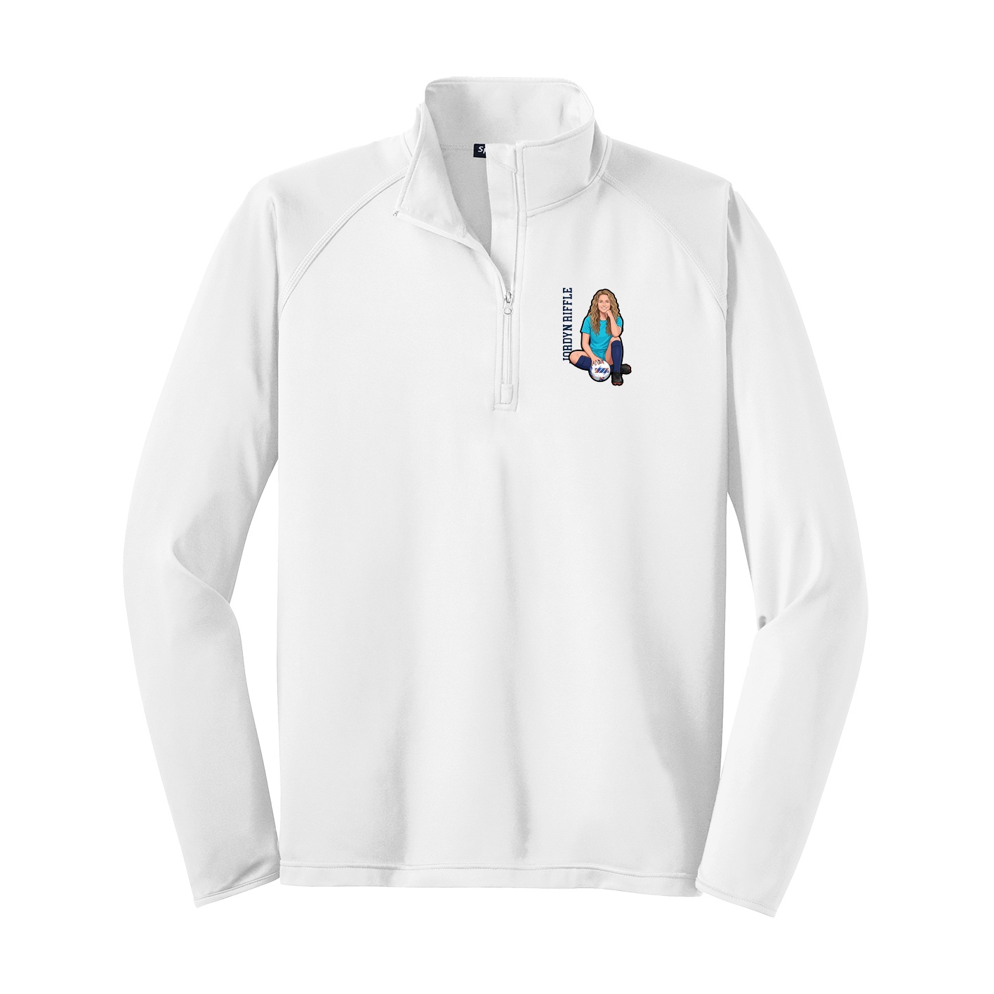 Q-Zip Pullover — Name Vertical in White