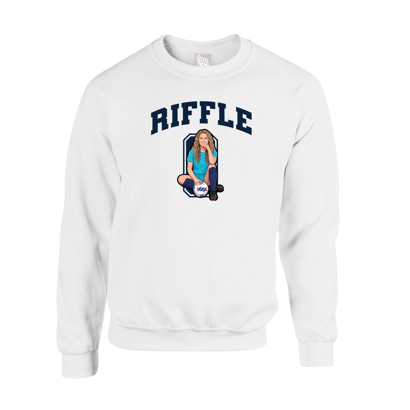 Fleece Crew — Number in White