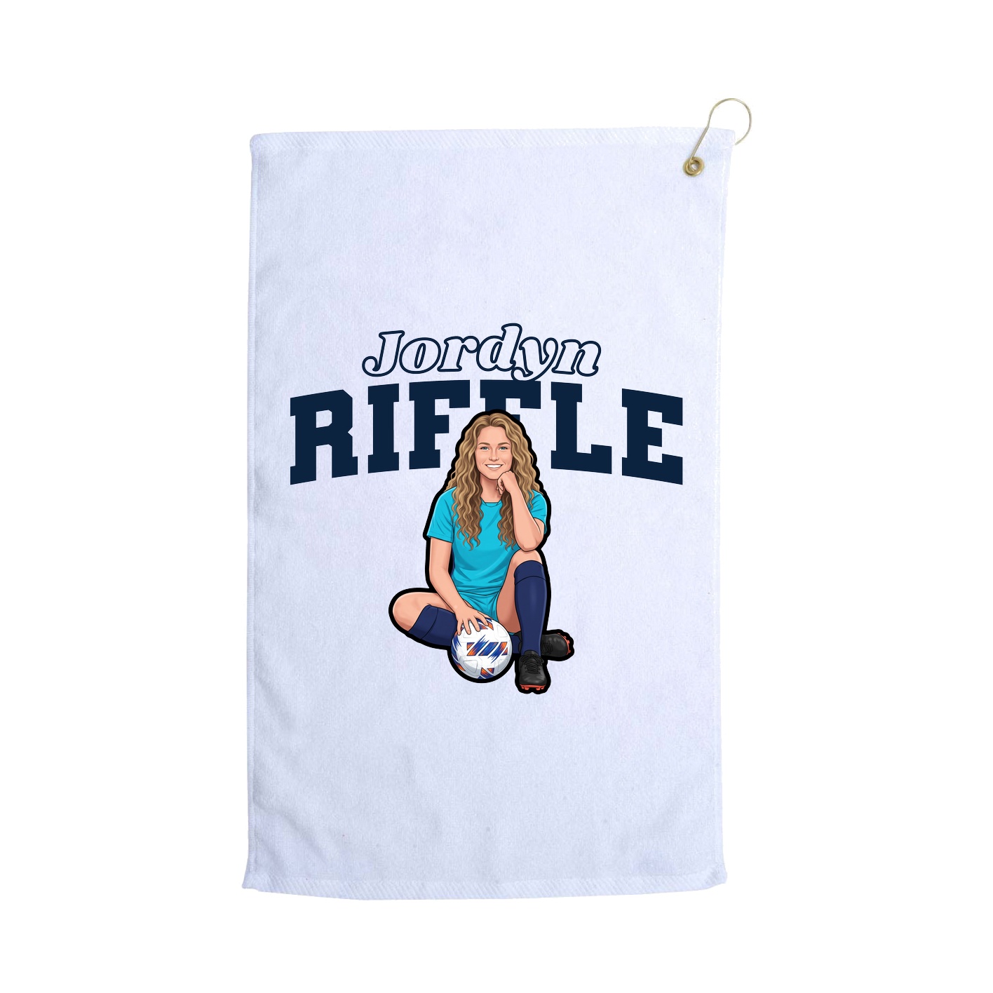 Golf Towel — Name Arch in White