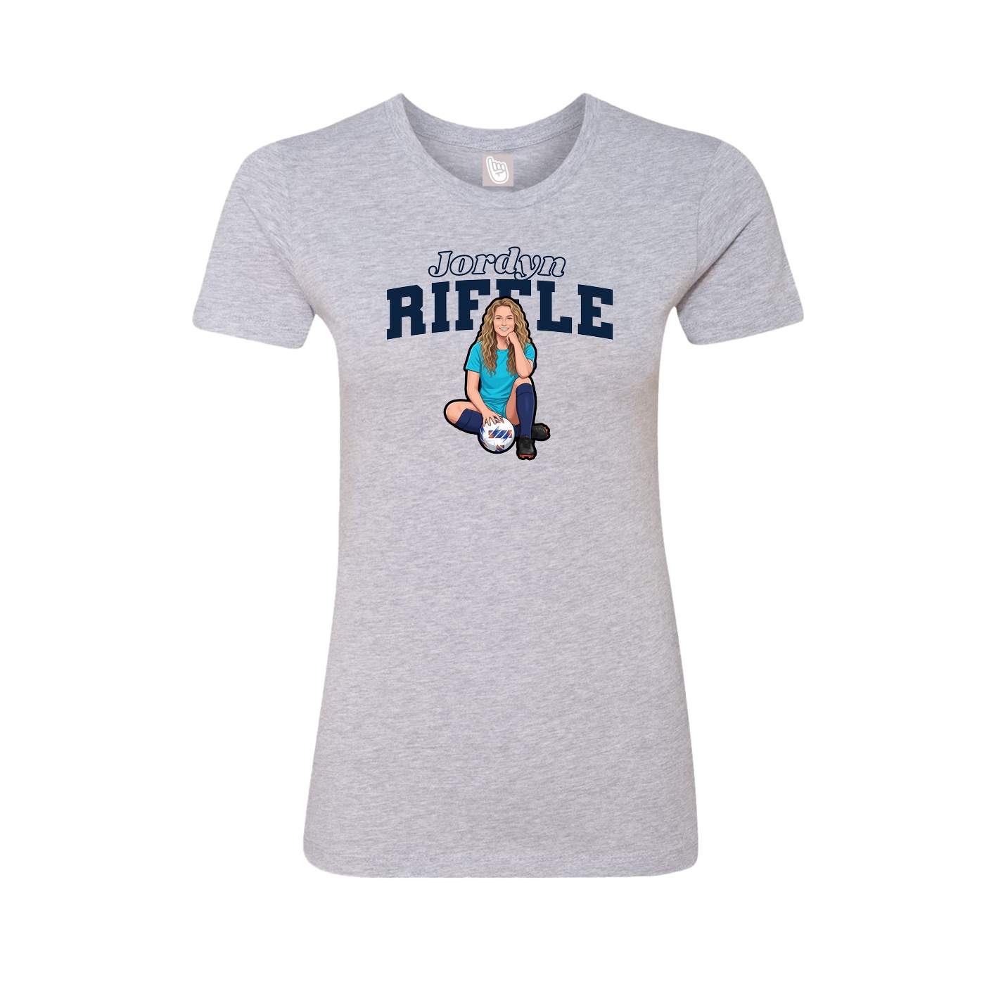 Fitted Women's Tee — Name Arch in Grey