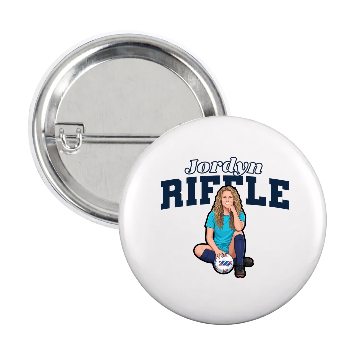 Game Day Button — Name Arch in White