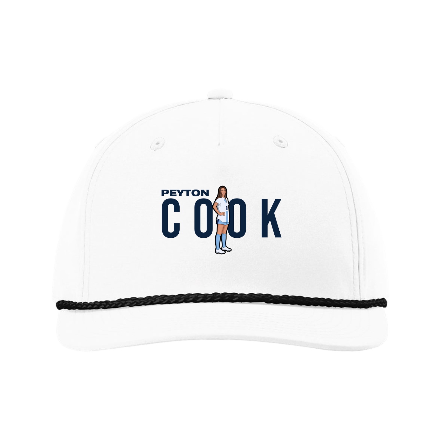 Five-Panel Classic Rope Cap — Player Name in White