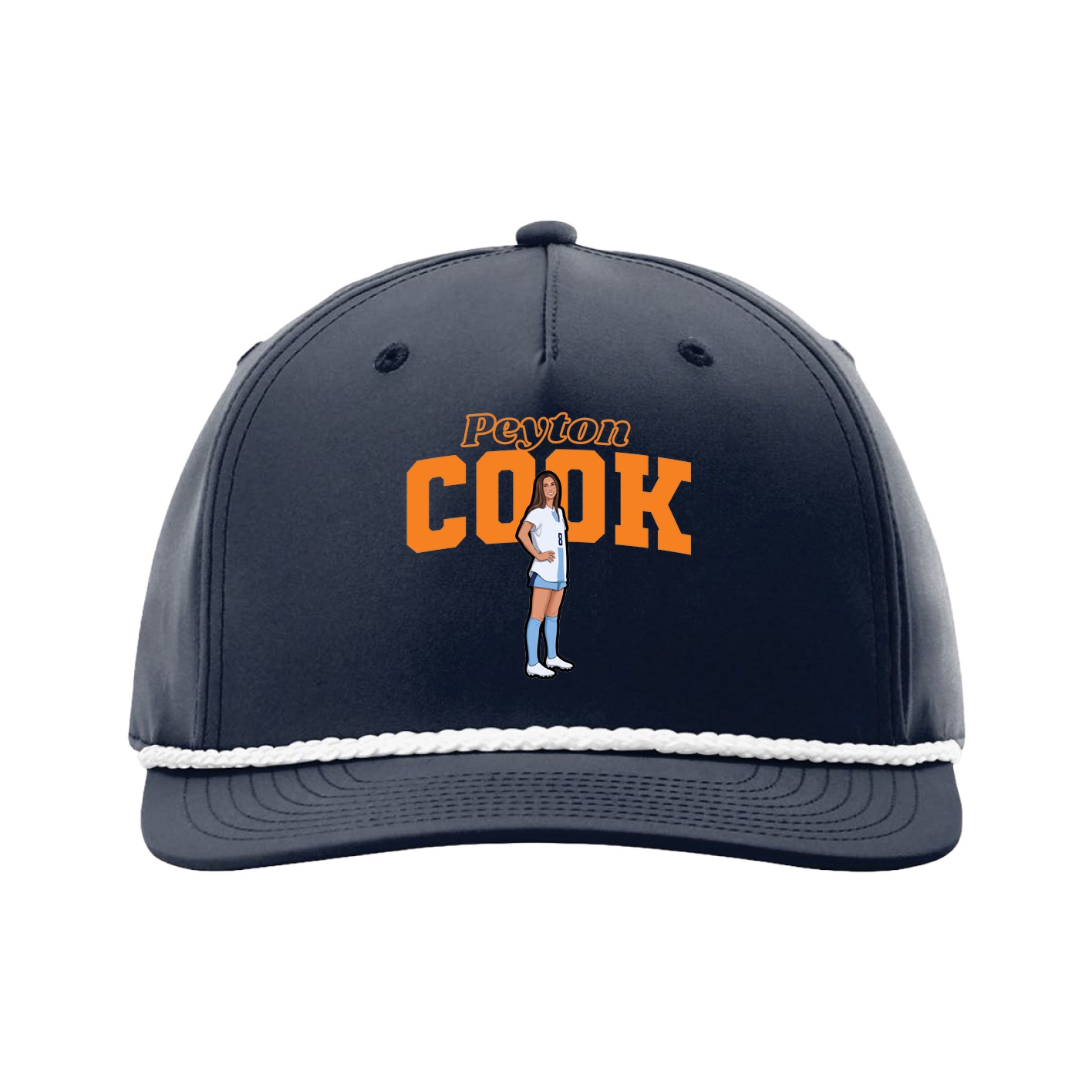 Five-Panel Classic Rope Cap — Name Arch in Navy