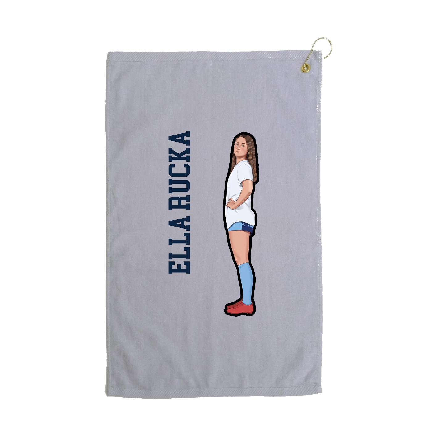 Golf Towel — Name Vertical in Grey