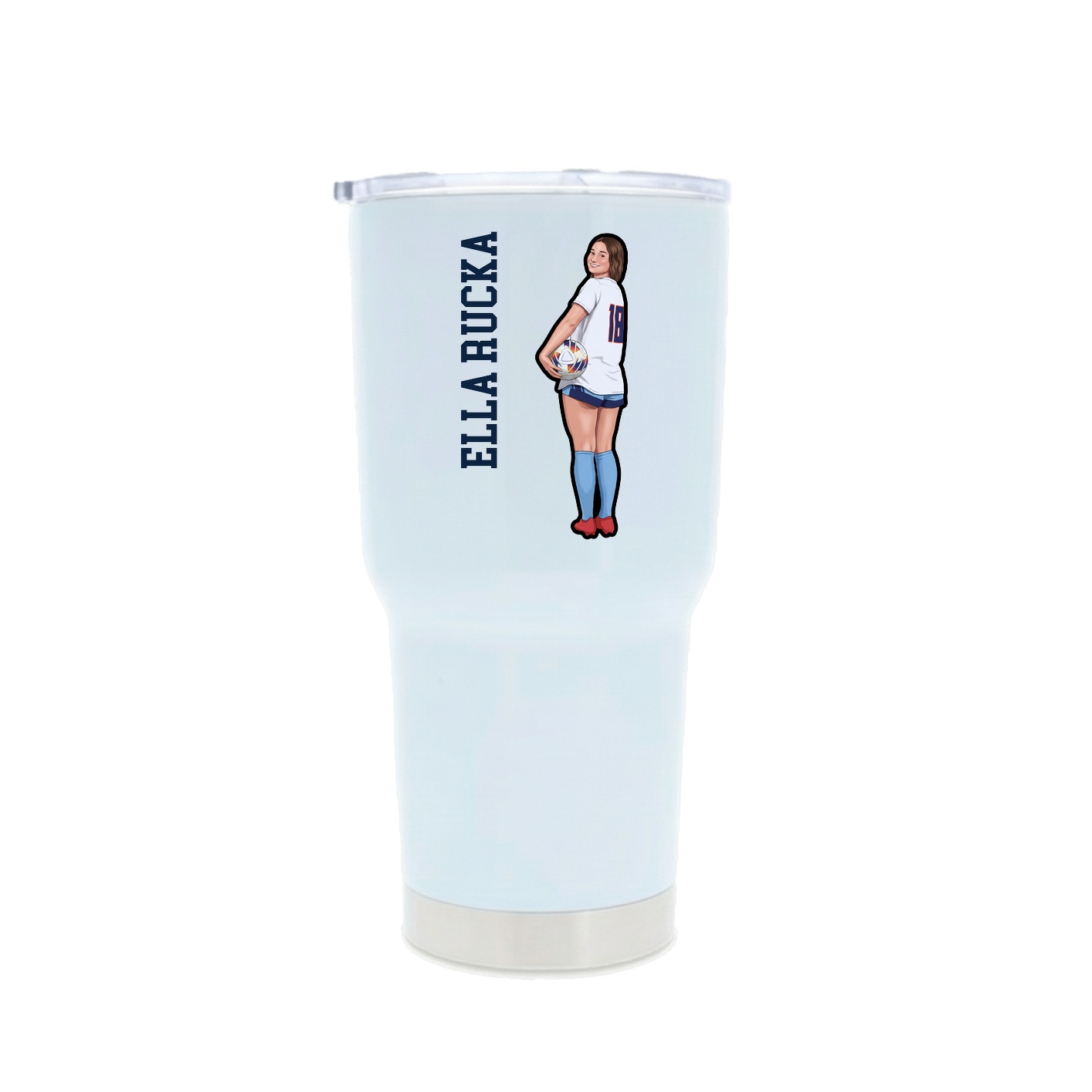 30oz Stainless Steel Tumbler — Name Vertical in White