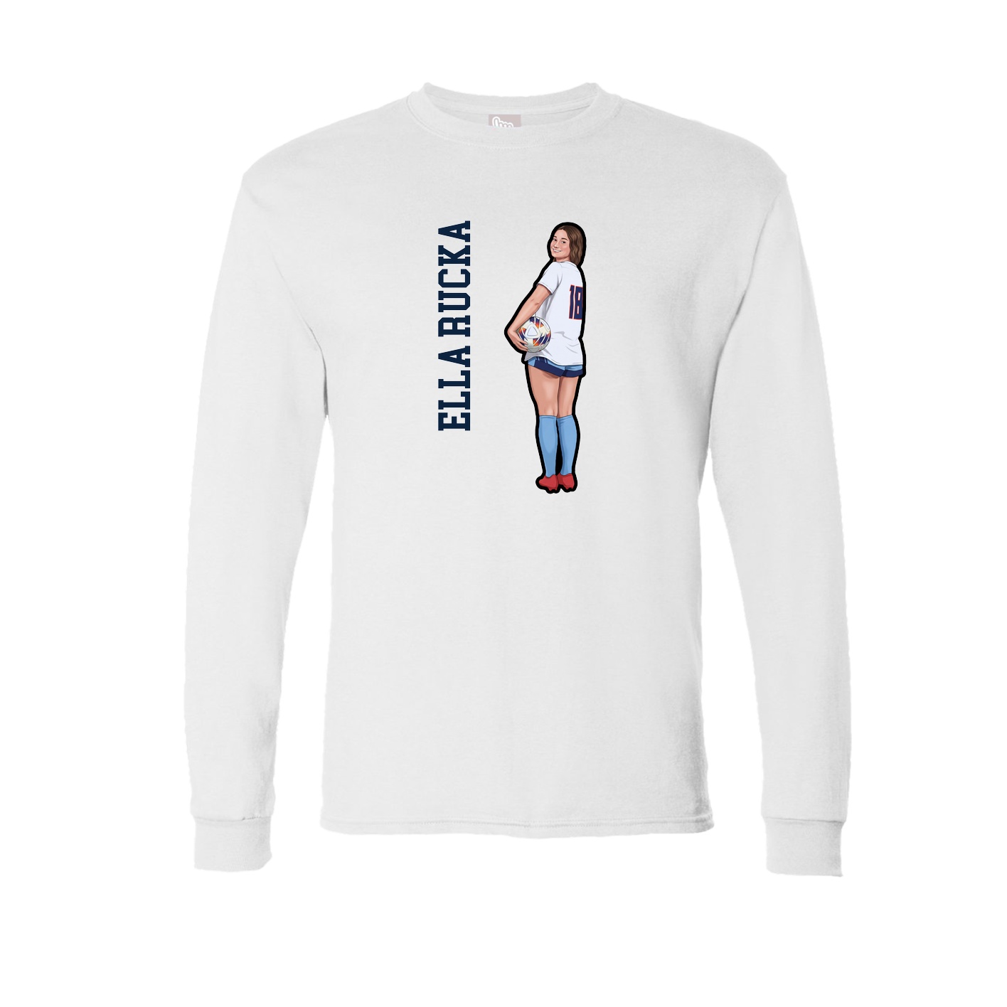 Long Sleeve Tee — Name Vertical in White