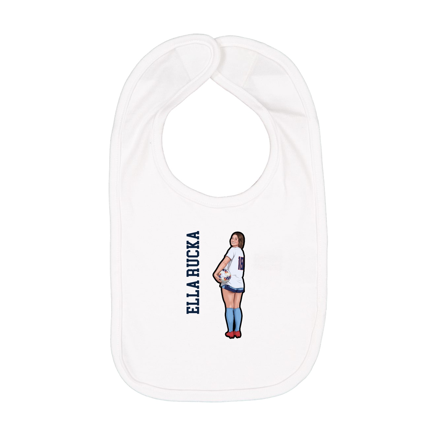 Infant Bib — Name Vertical in White