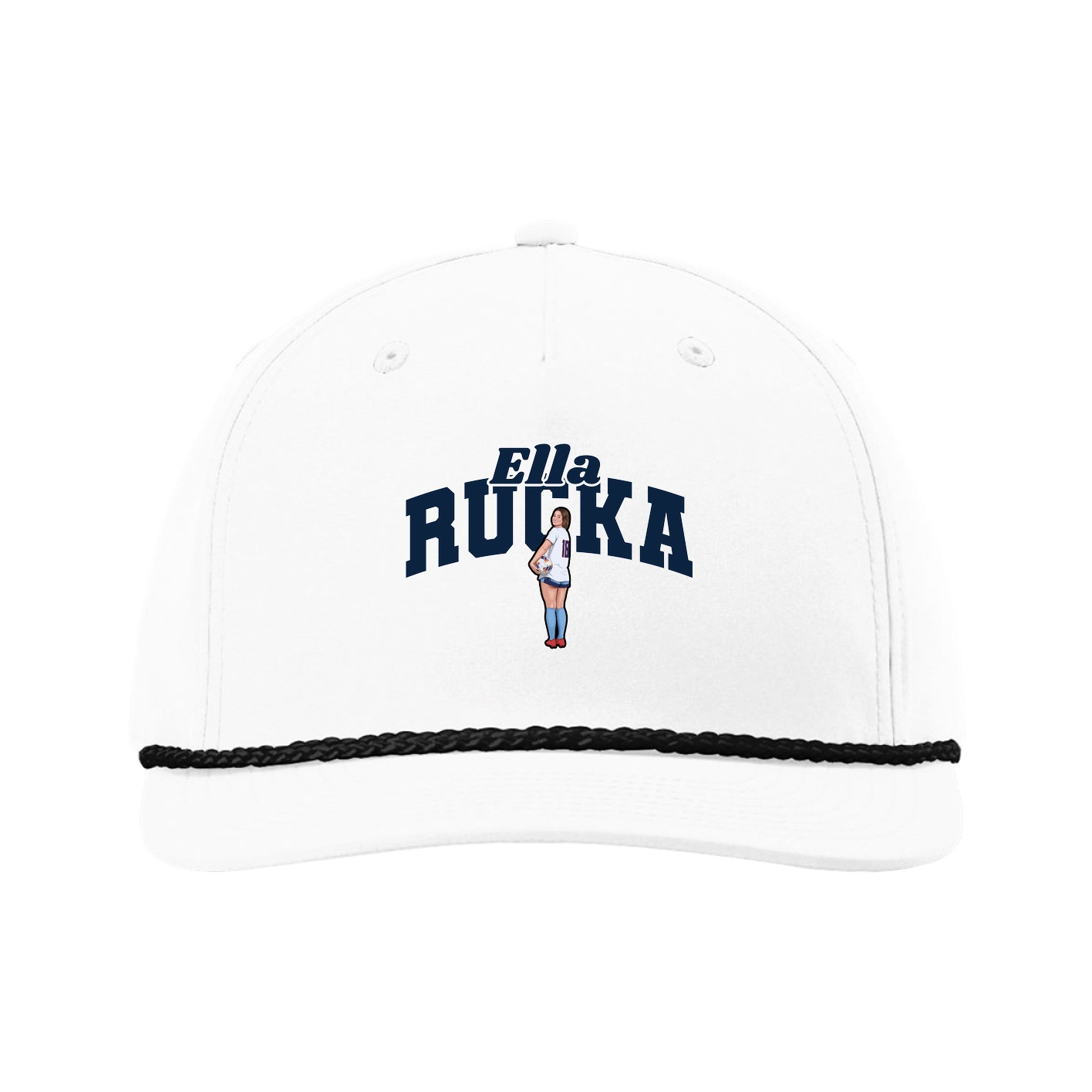 Five-Panel Classic Rope Cap — Signature Arch in White
