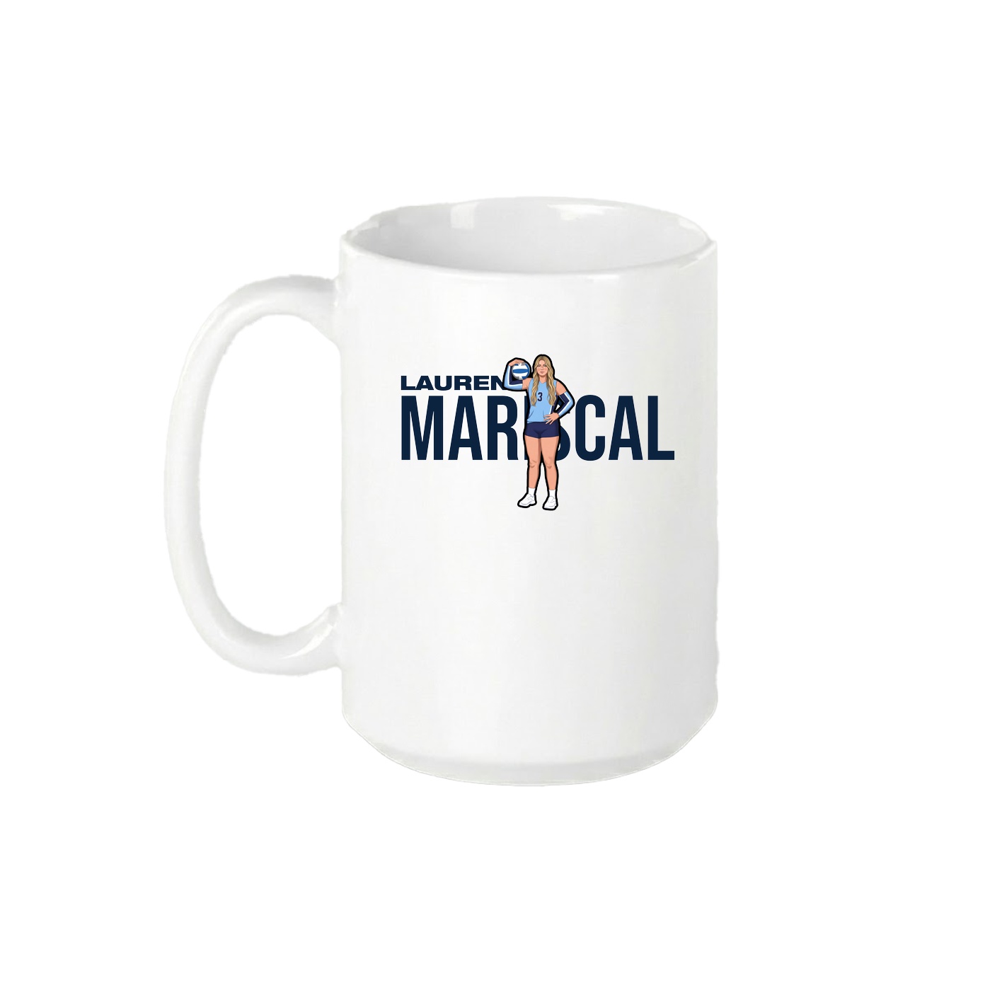 15oz Coffee Mug — Player Name in White