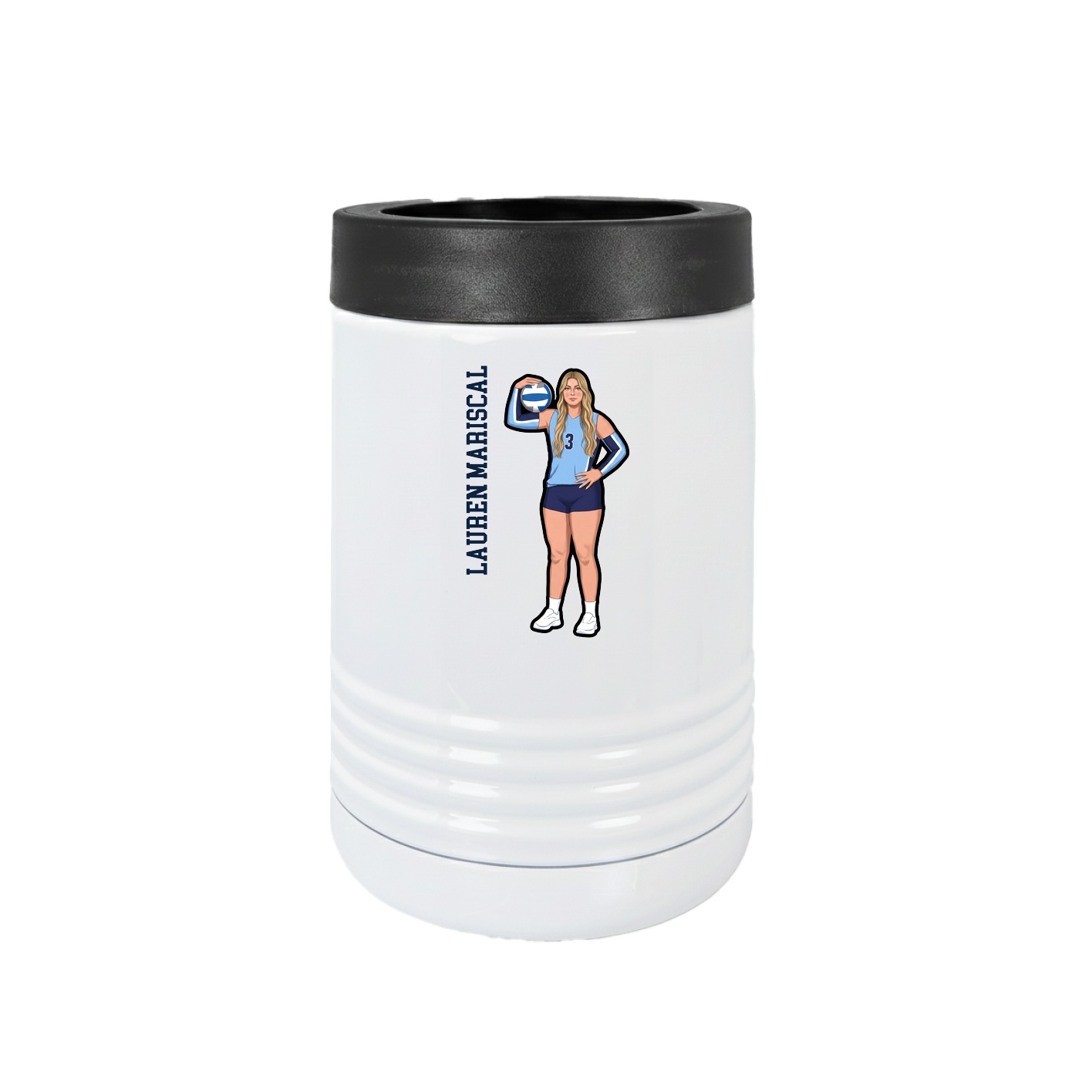 Beverage Holder — Name Vertical in White
