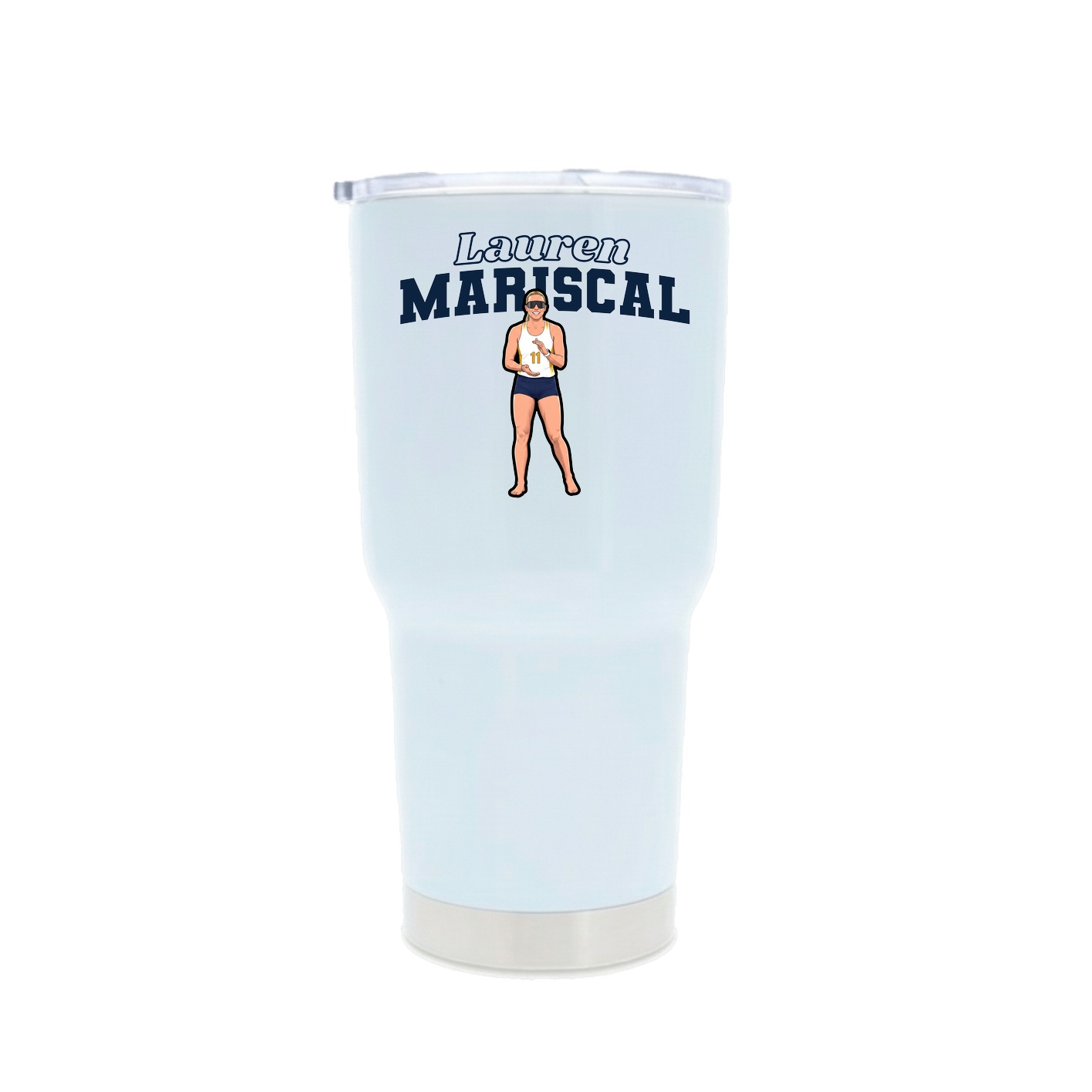 30oz Stainless Steel Tumbler — Name Arch in White