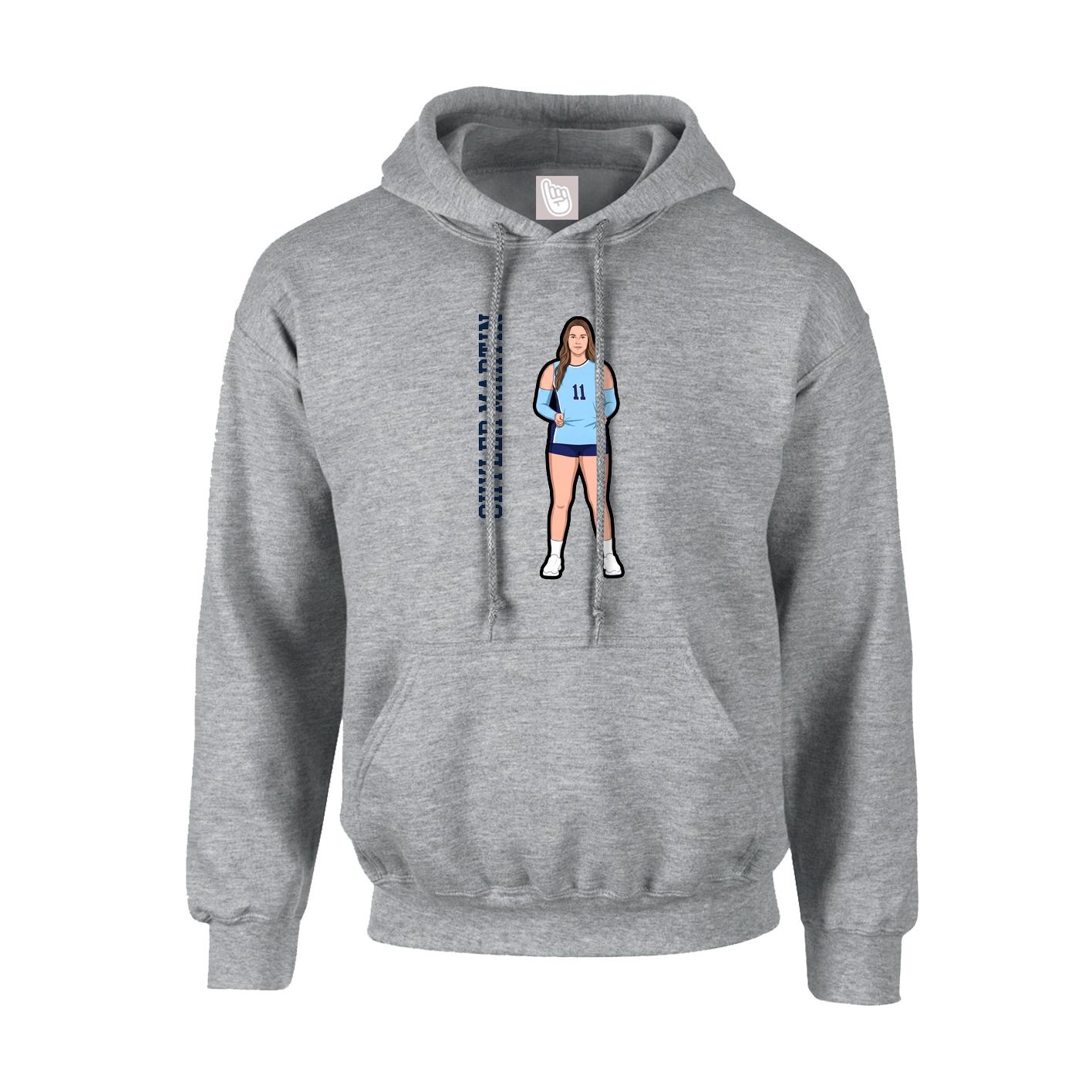 Hoodie — Name Vertical in Grey