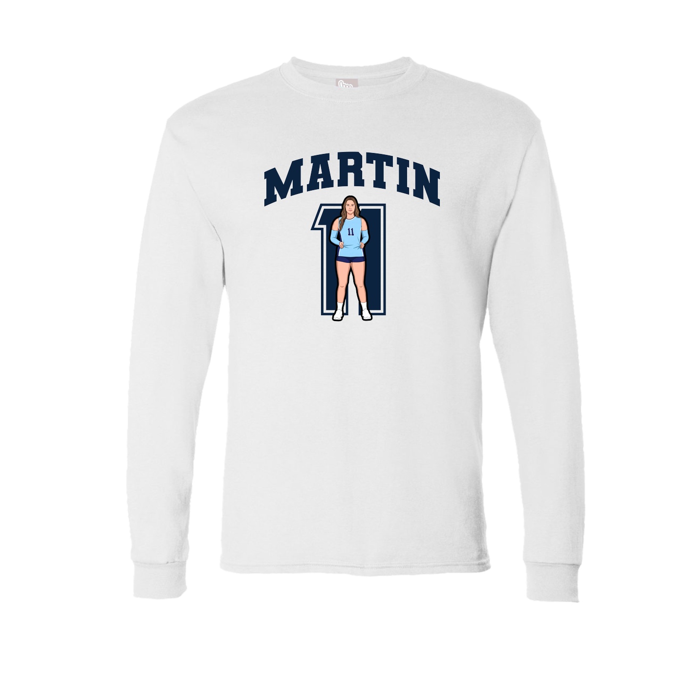Long Sleeve Tee — Number in White