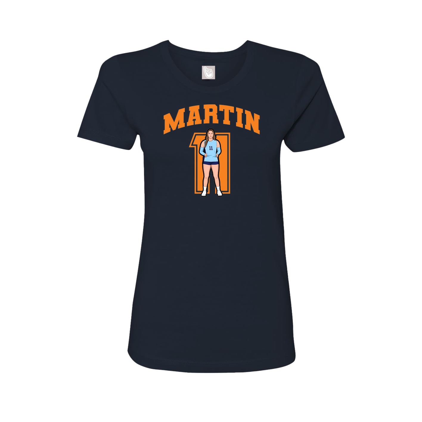 Fitted Women's Tee — Number in Navy