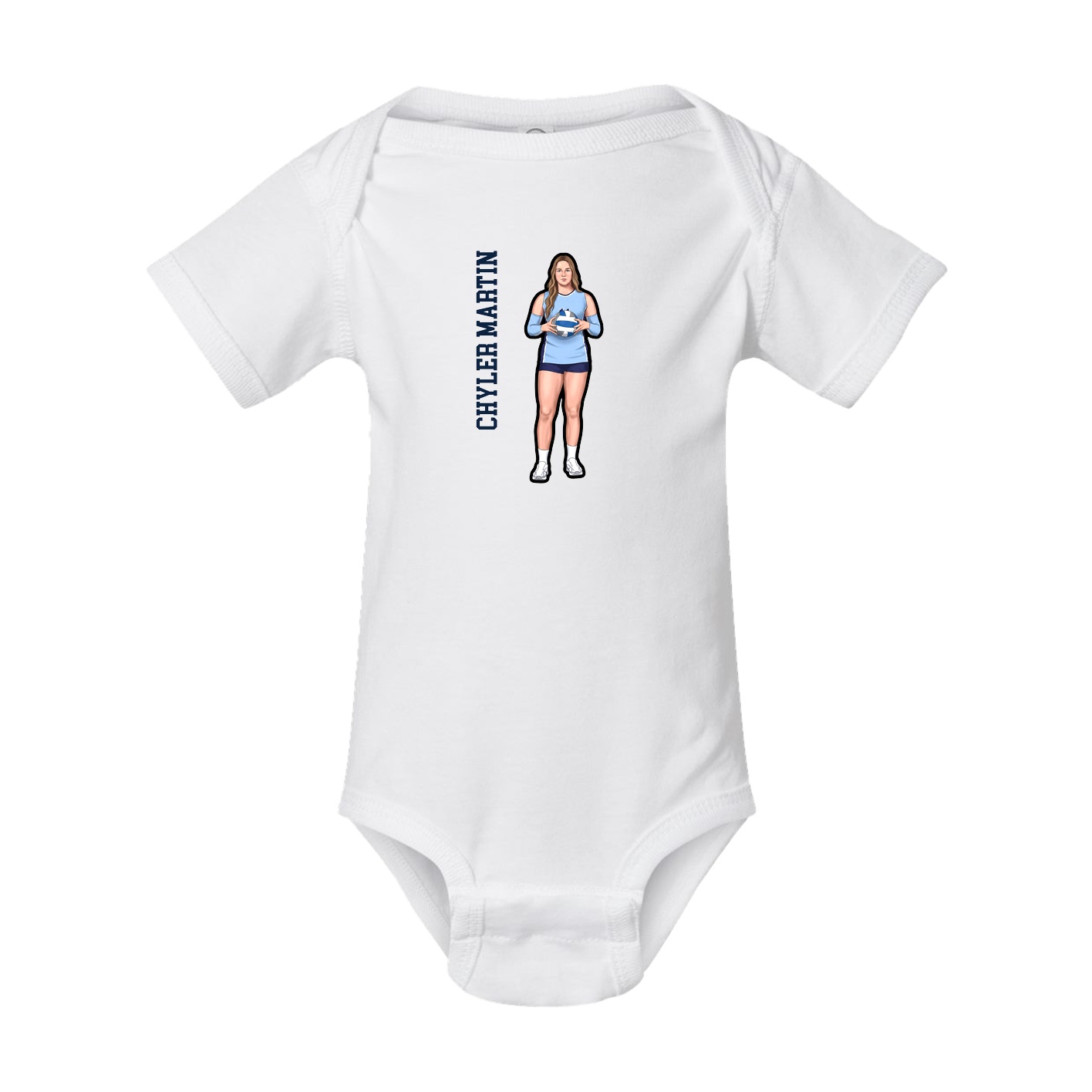 Baby Onesie — Name Vertical in White