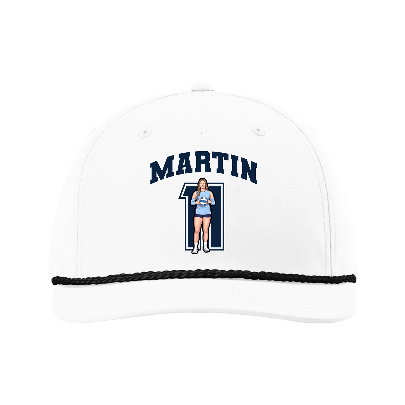 Five-Panel Classic Rope Cap — Number in White