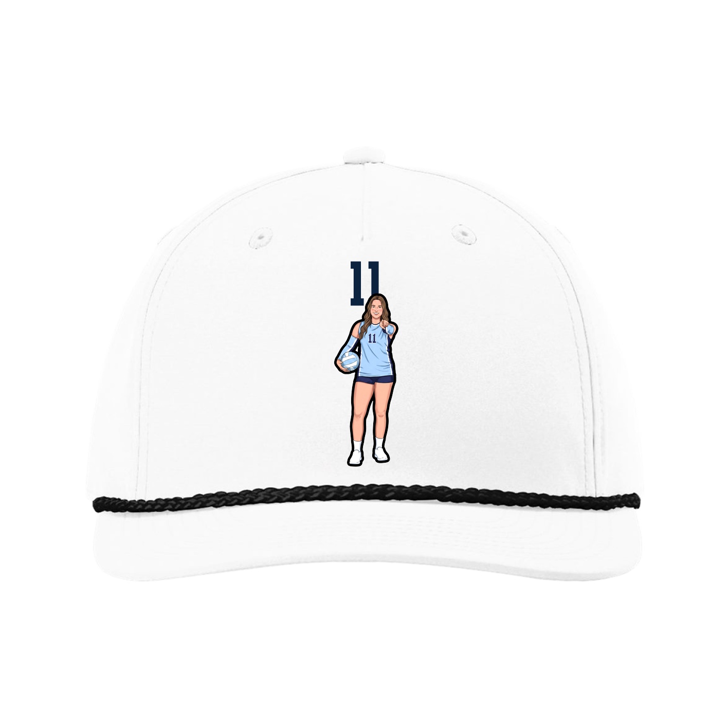 Five-Panel Classic Rope Cap — Number Top in White