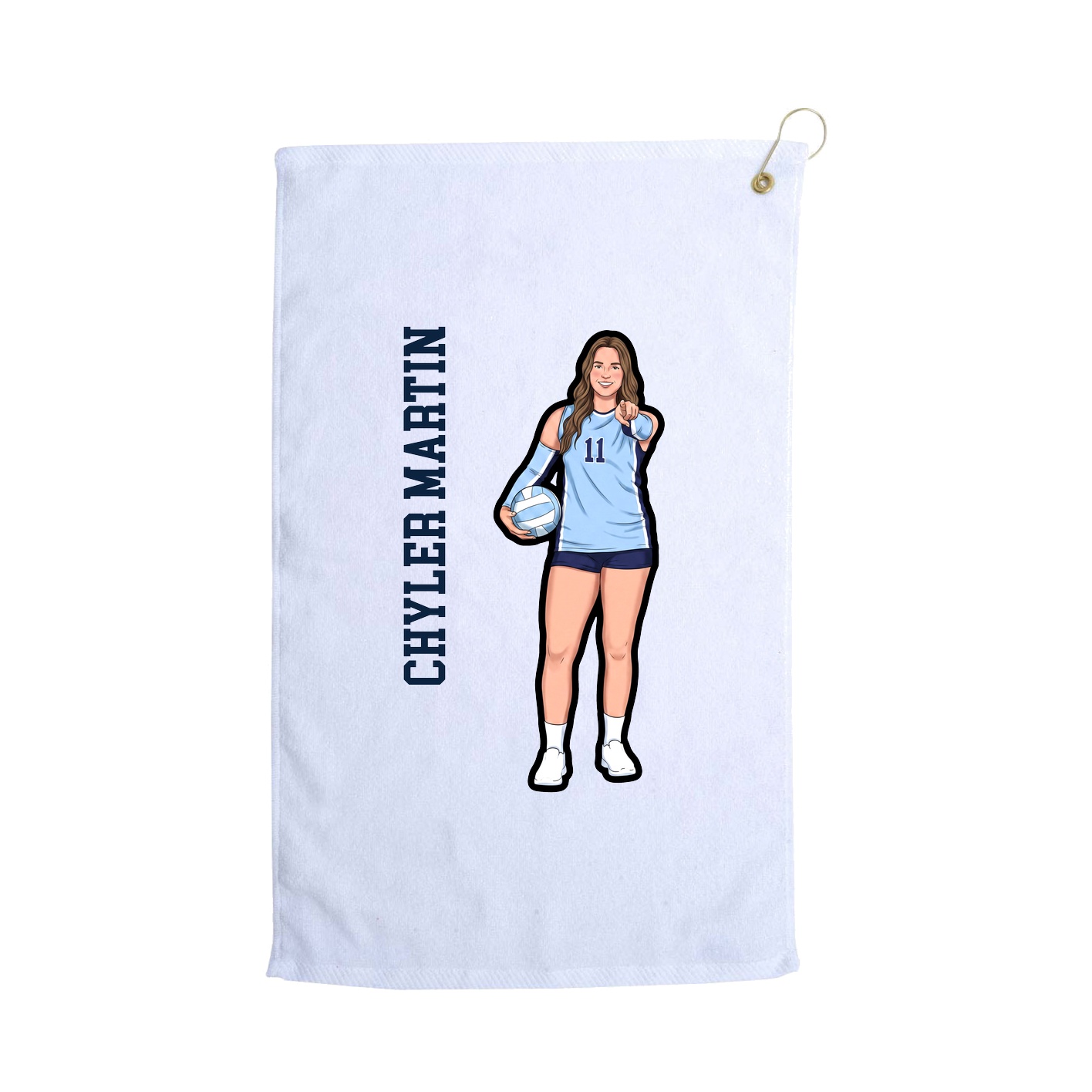 Golf Towel — Name Vertical in White