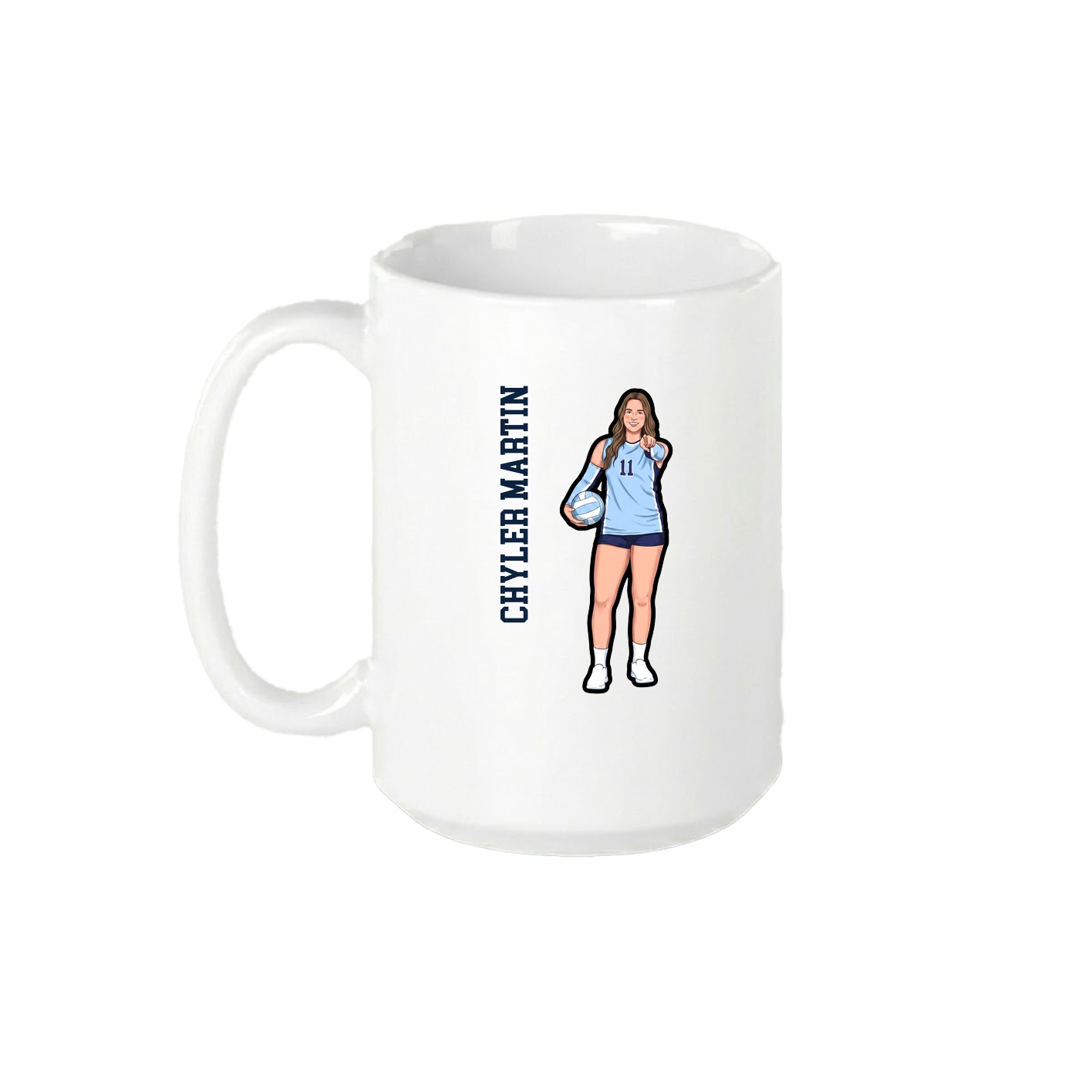 15oz Coffee Mug — Name Vertical in White