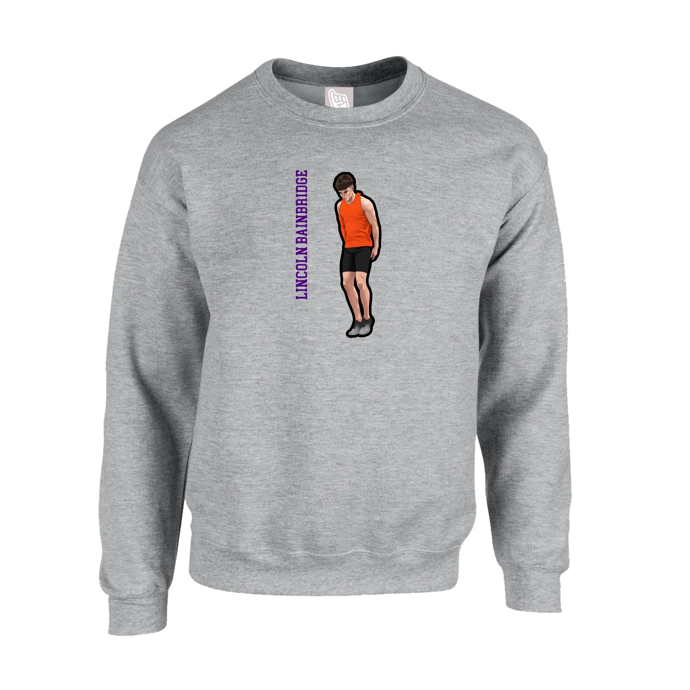 Fleece Crew — Name Vertical in Grey