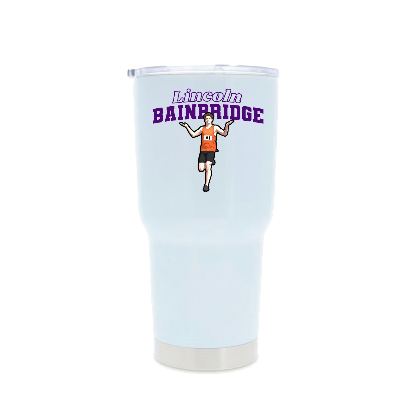 30oz Stainless Steel Tumbler — Name Arch in White