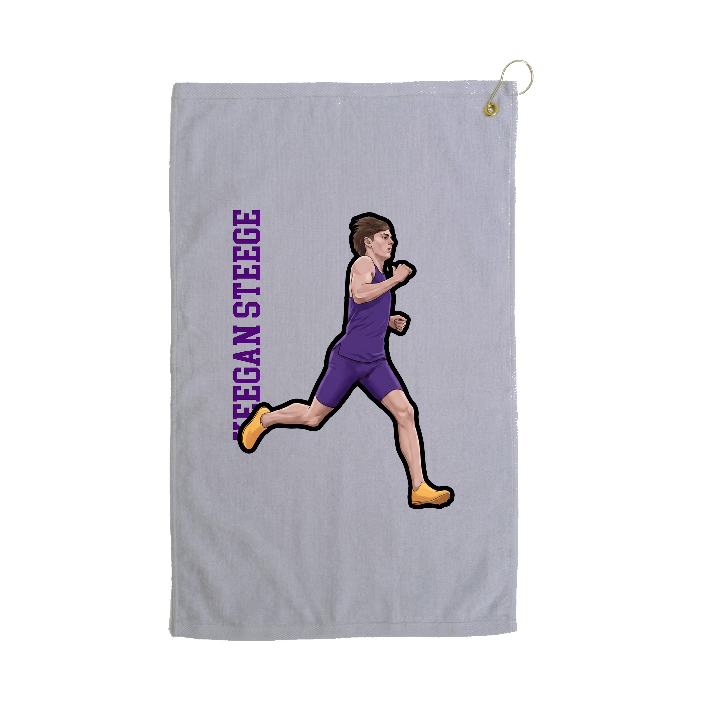 Golf Towel — Name Vertical in Grey