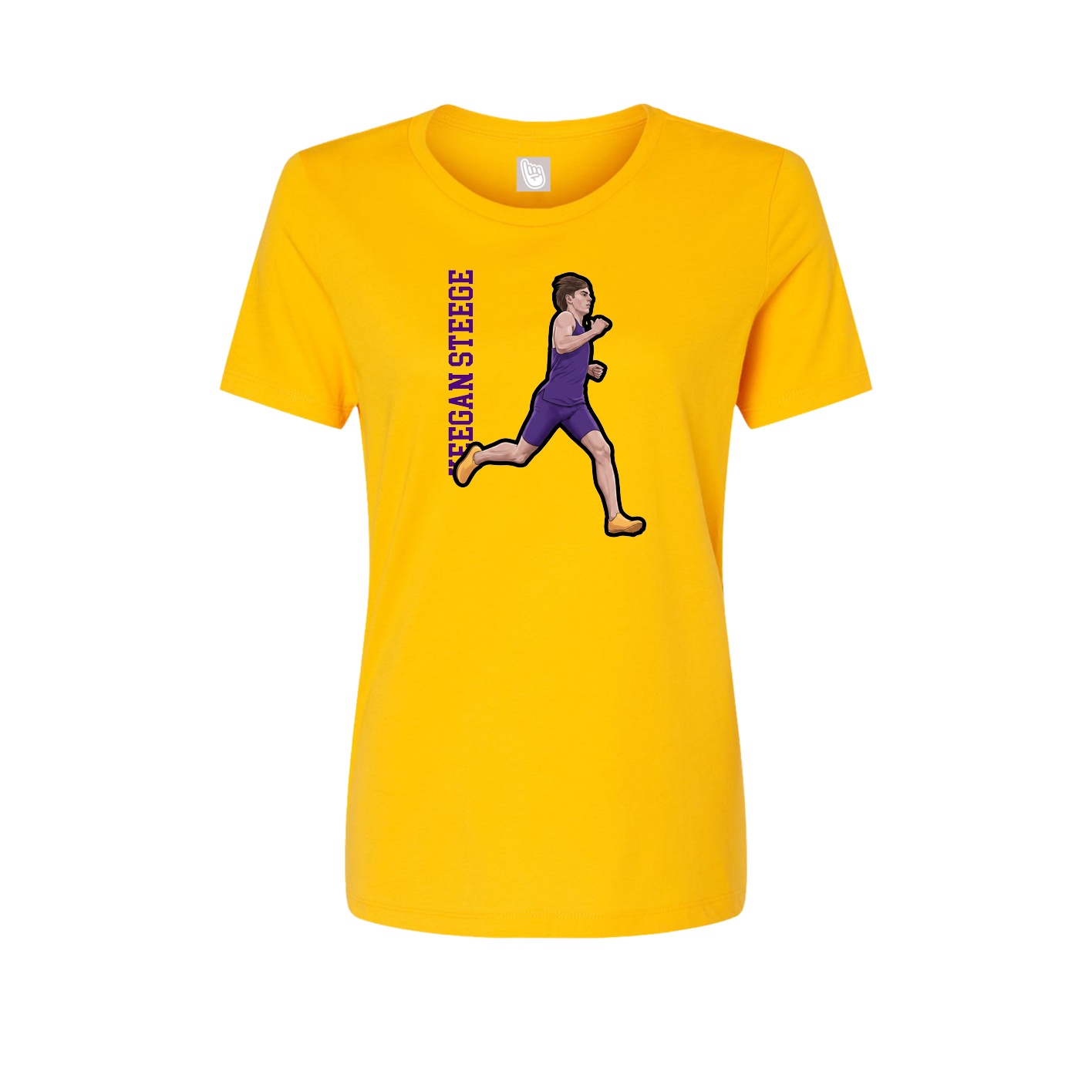 Fitted Women's Tee — Name Vertical in Gold