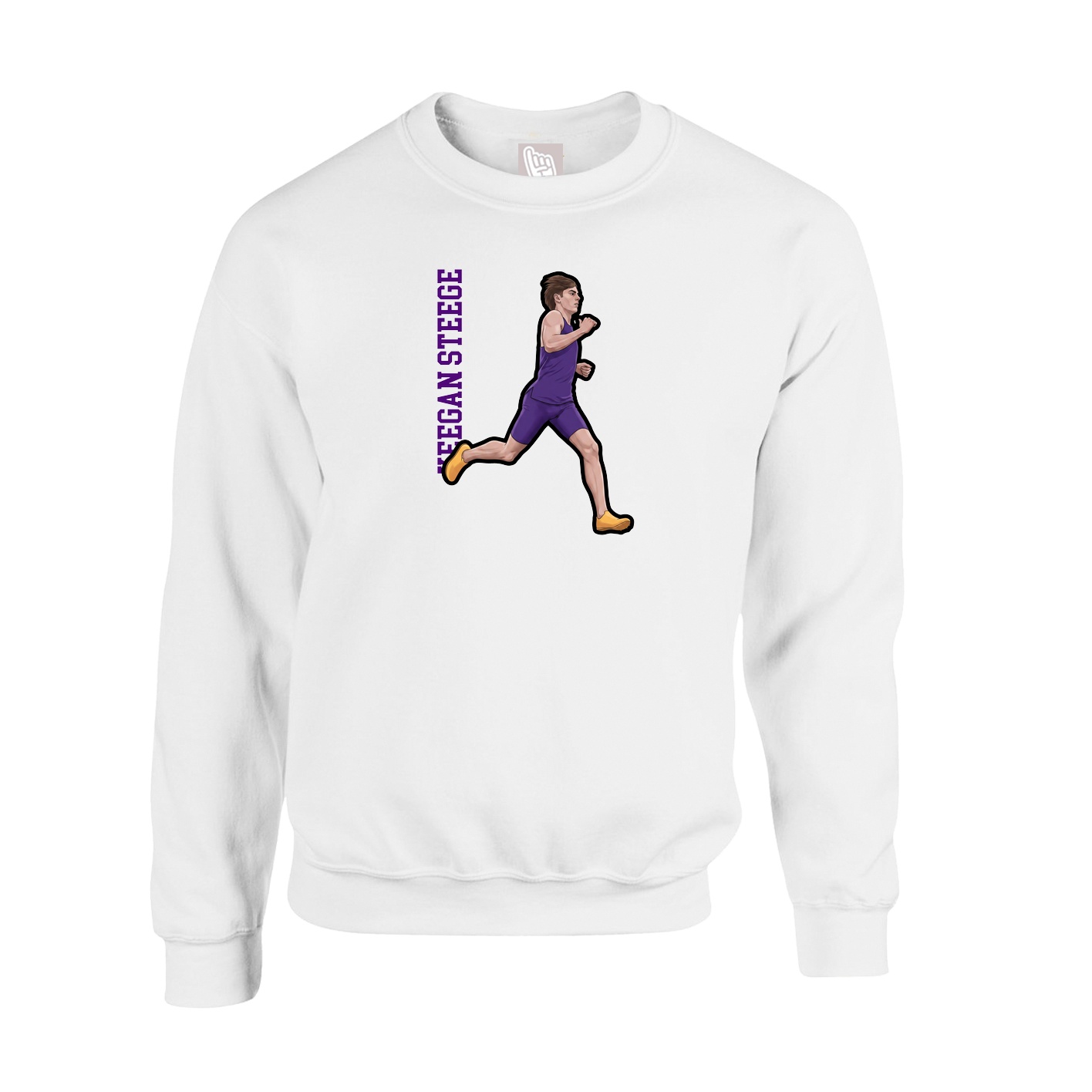 Fleece Crew — Name Vertical in White