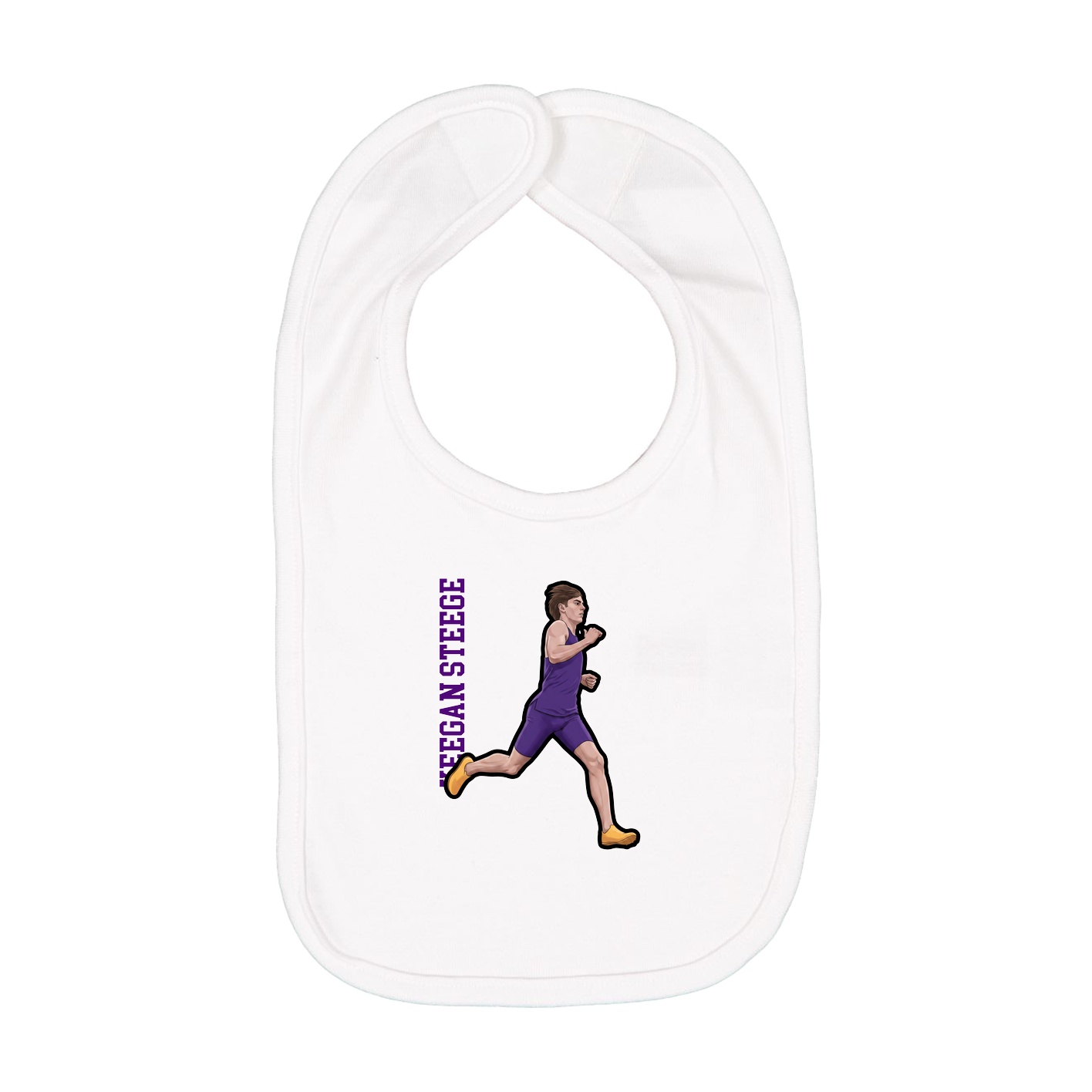 Infant Bib — Name Vertical in White