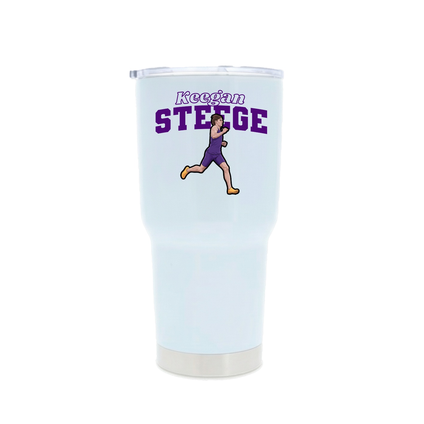 30oz Stainless Steel Tumbler — Name Arch in White