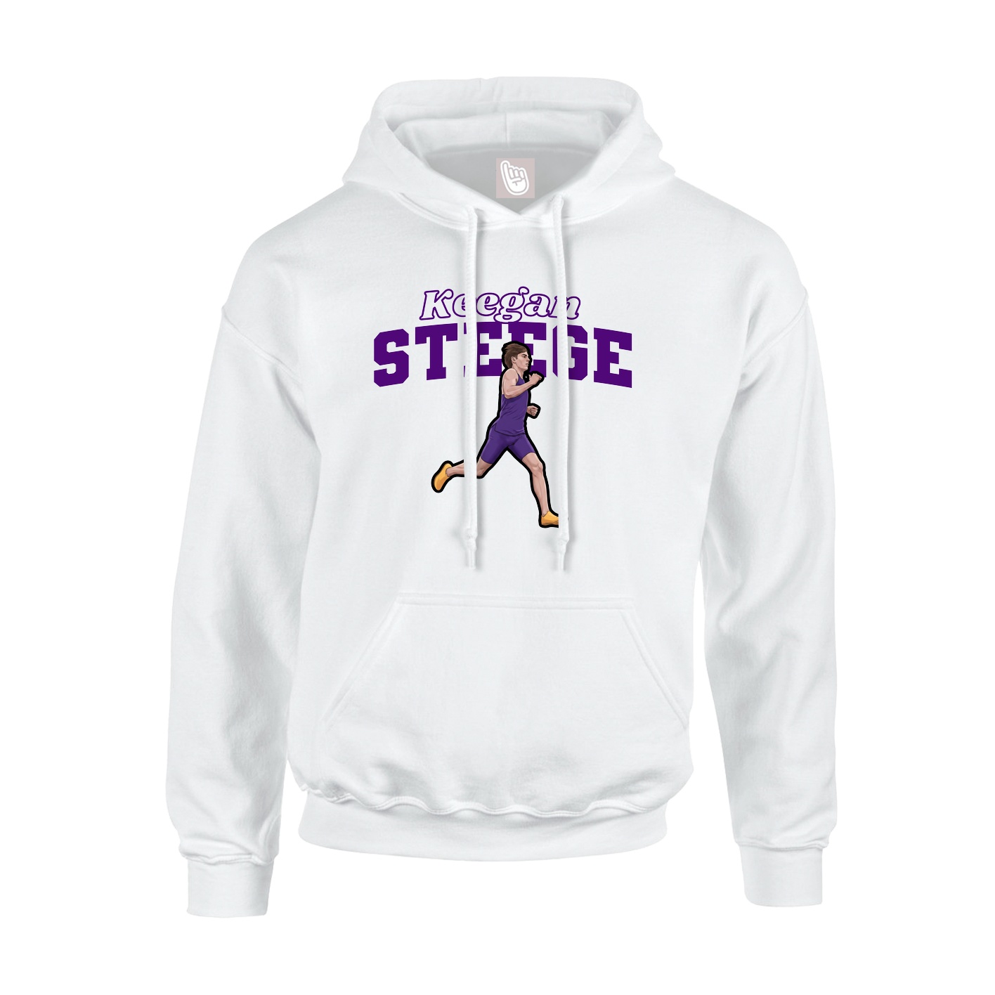 Youth Hoodie — Name Arch in White