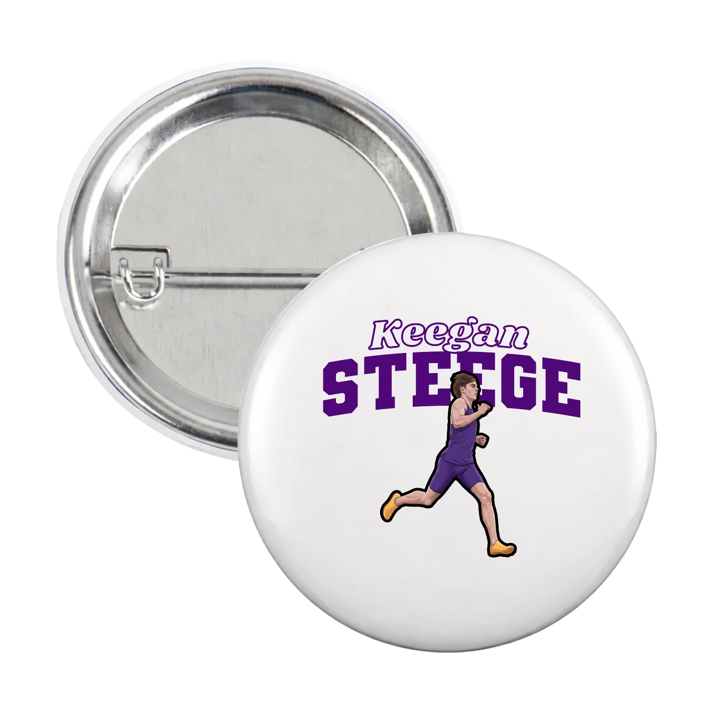 Game Day Button — Name Arch in White