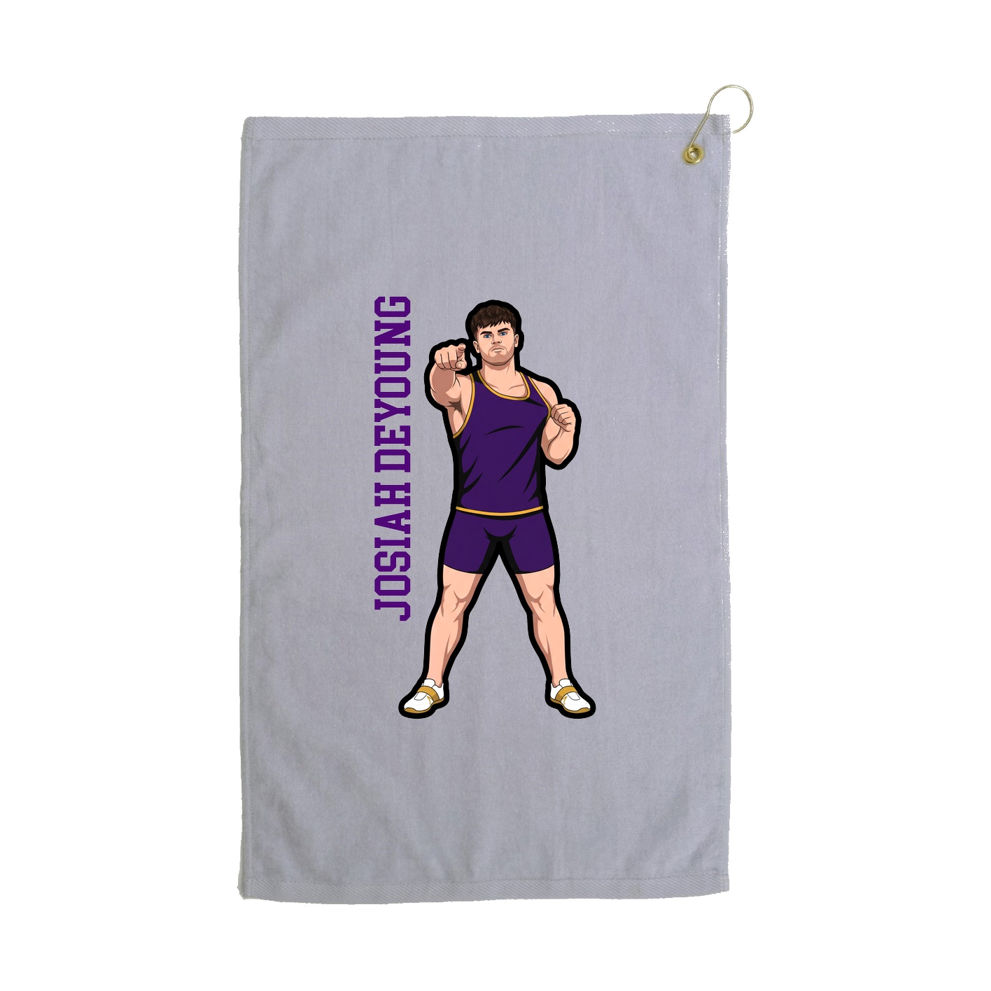 Golf Towel — Name Vertical in Grey