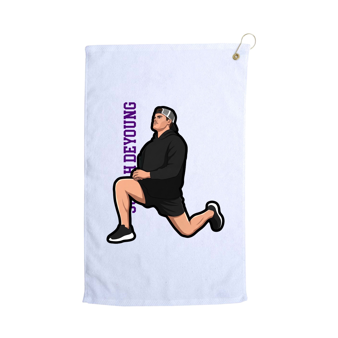 Golf Towel — Name Vertical in White