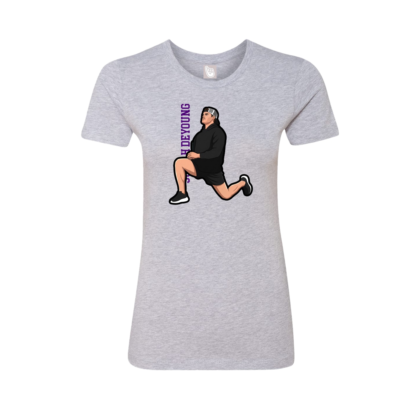 Fitted Women's Tee — Name Vertical in Grey