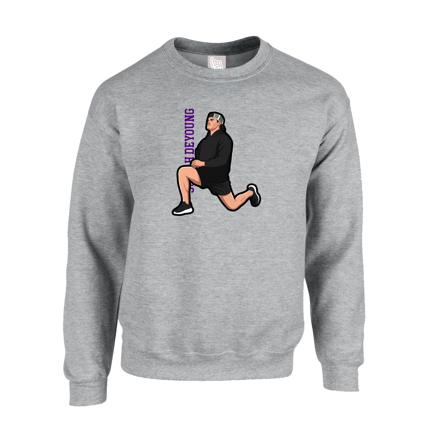 Fleece Crew — Name Vertical in Grey
