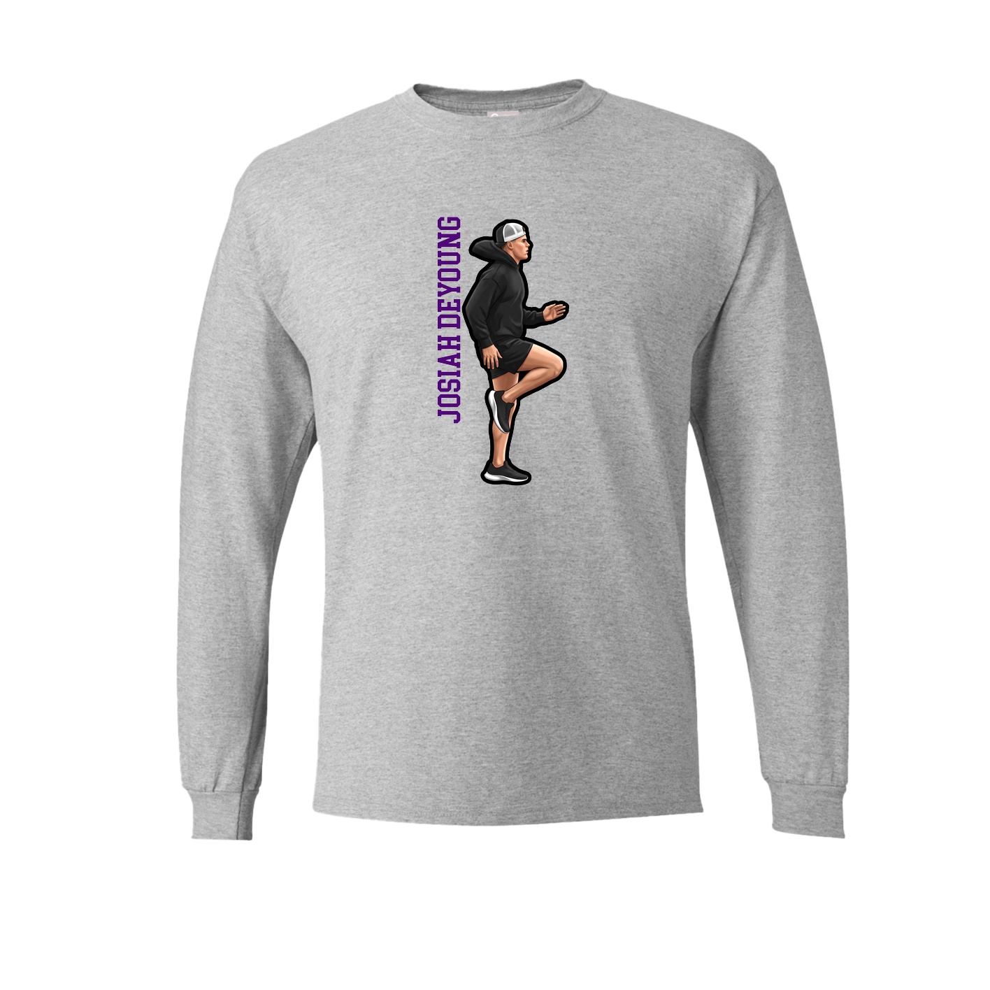 Long Sleeve Tee — Name Vertical in Grey