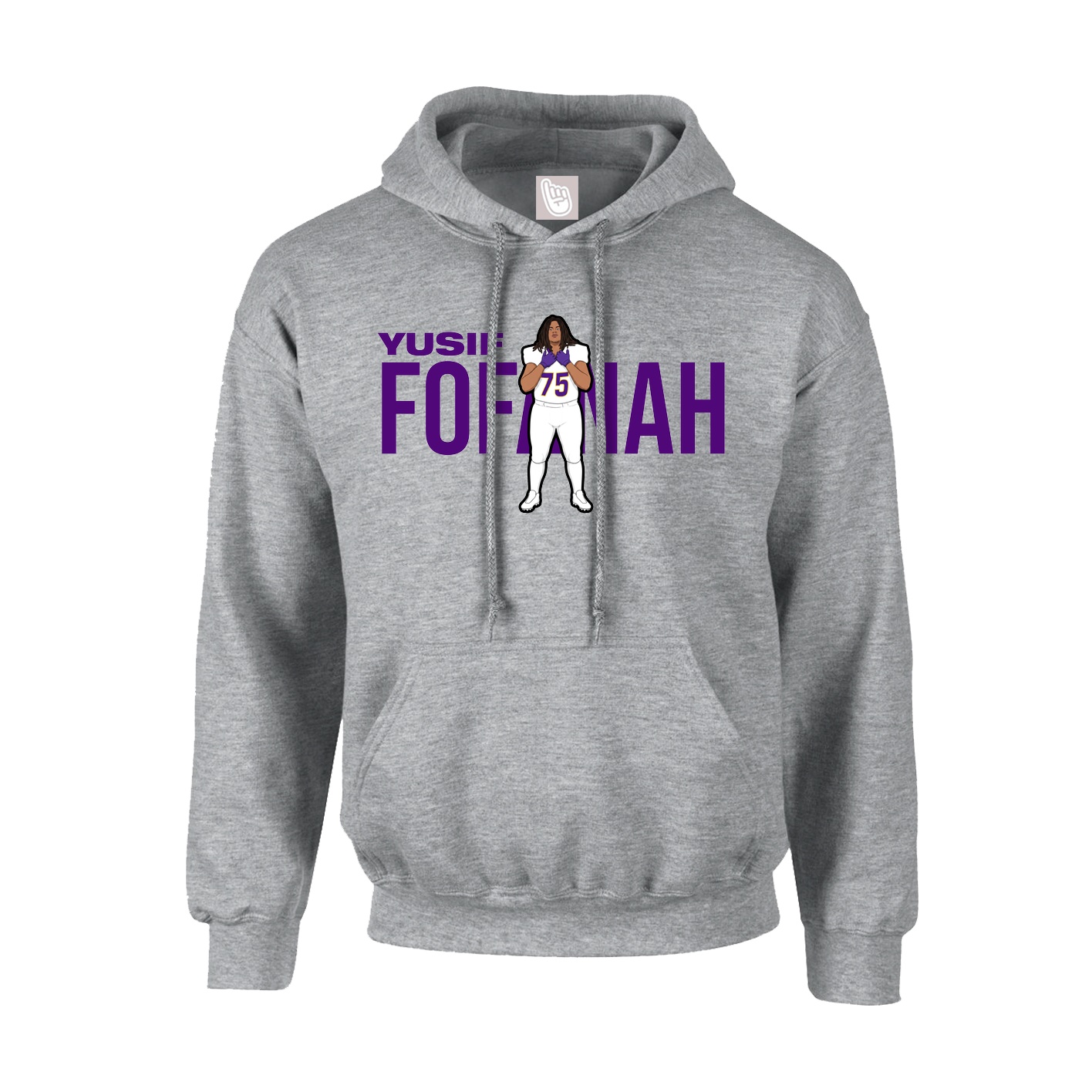 Youth Hoodie — Player Name in Grey