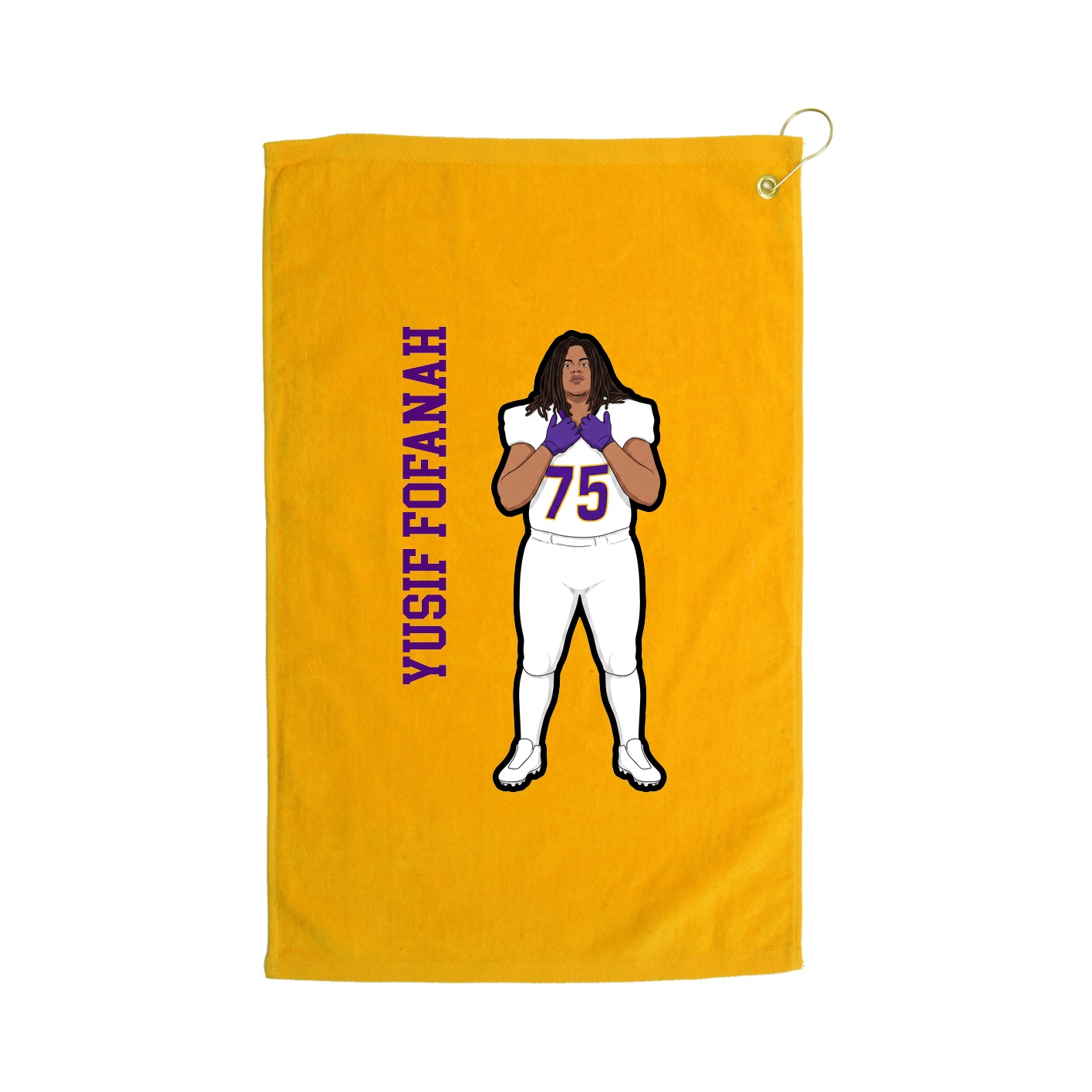Golf Towel — Name Vertical in Gold