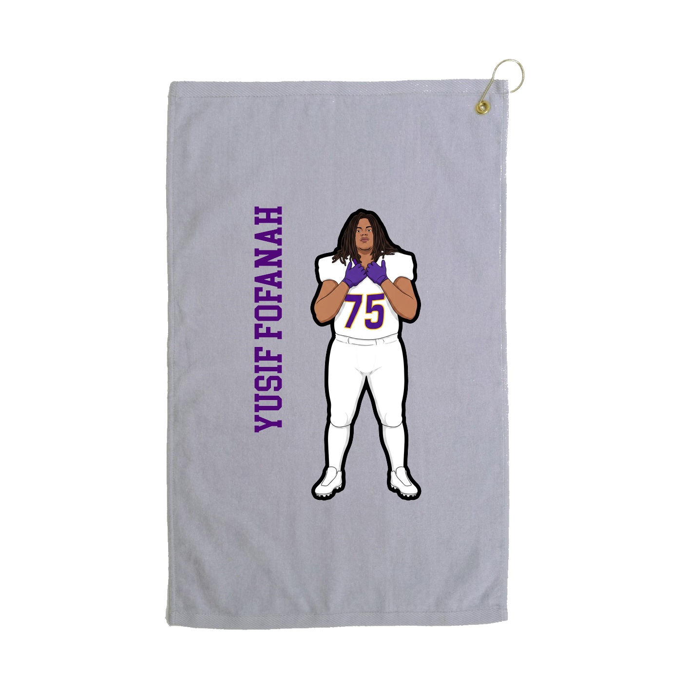 Golf Towel — Name Vertical in Grey