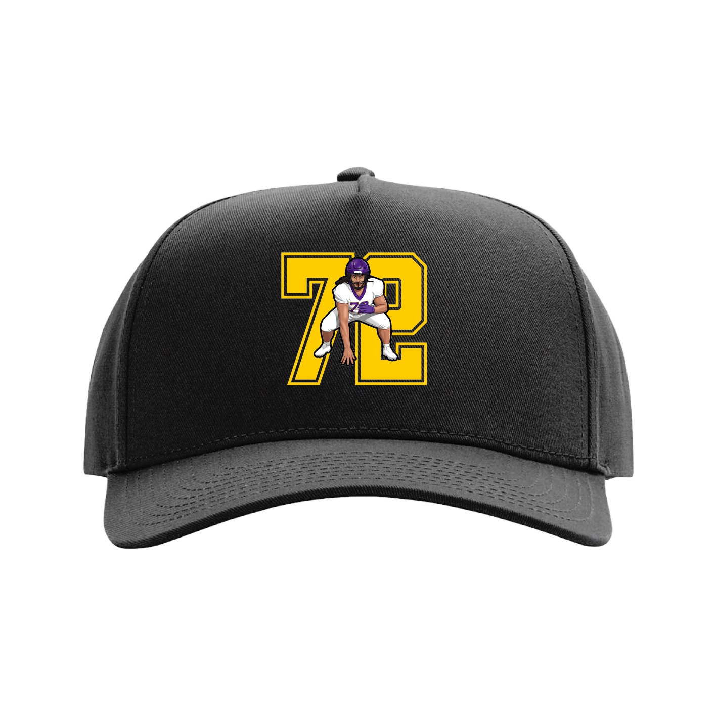 Full Fabric Five-Panel Champ Cap — Number in Black
