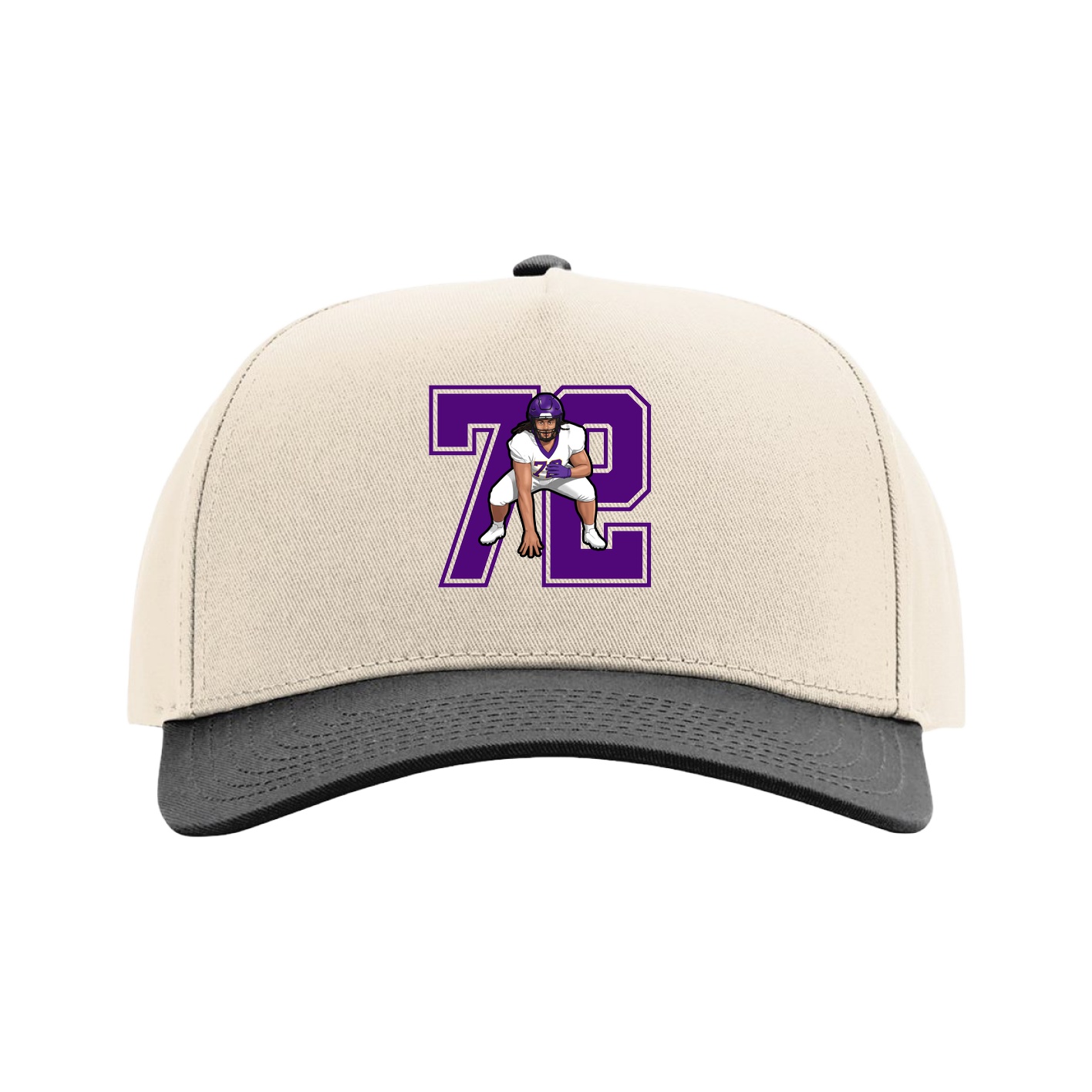 Full Fabric Five-Panel Champ Cap — Number in Cream/Black