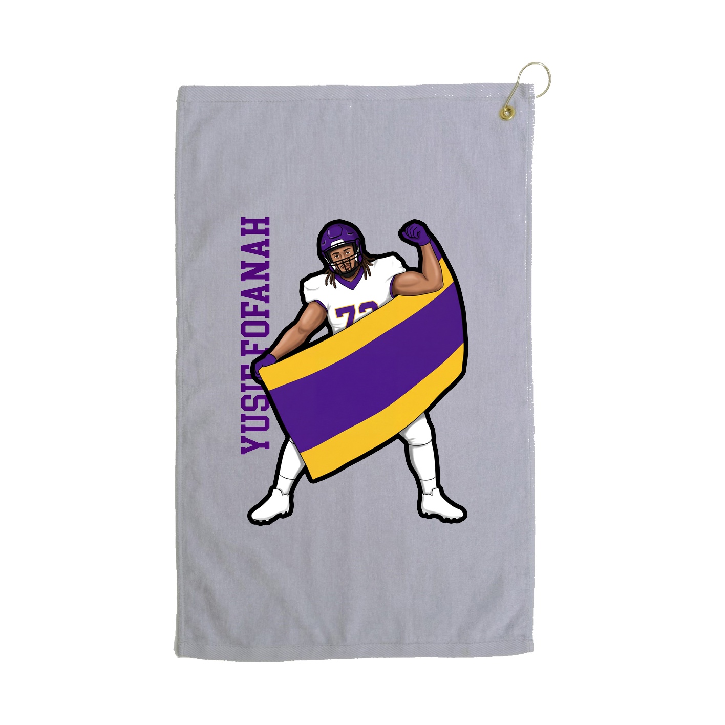 Golf Towel — Name Vertical in Grey