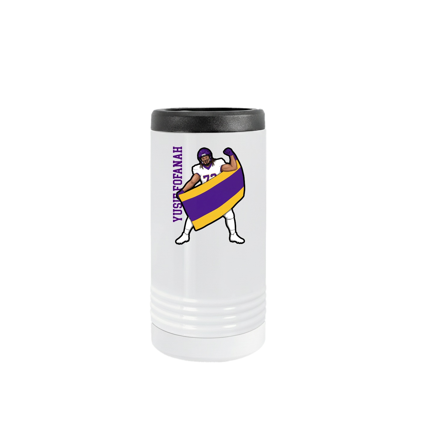 Slim Beverage Holder — Name Vertical in White