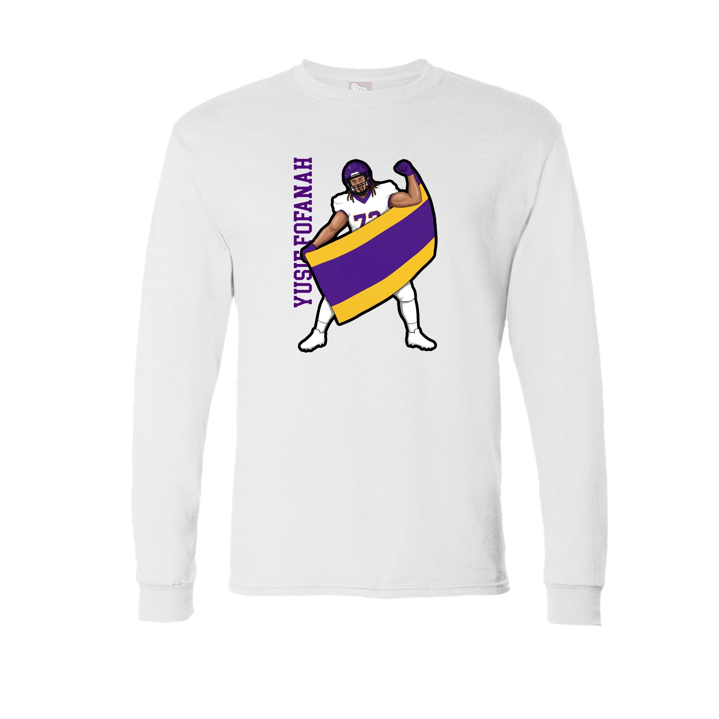 Long Sleeve Tee — Name Vertical in White