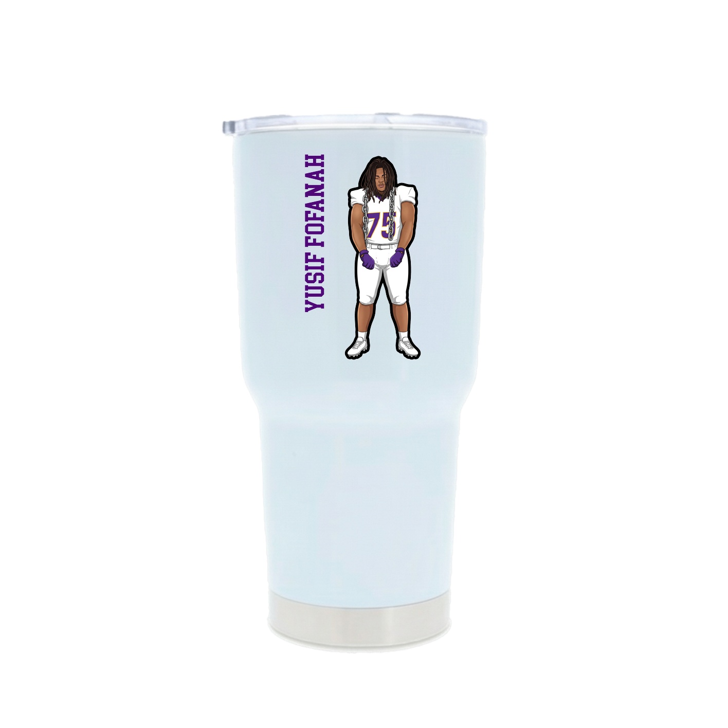 30oz Stainless Steel Tumbler — Name Vertical in White