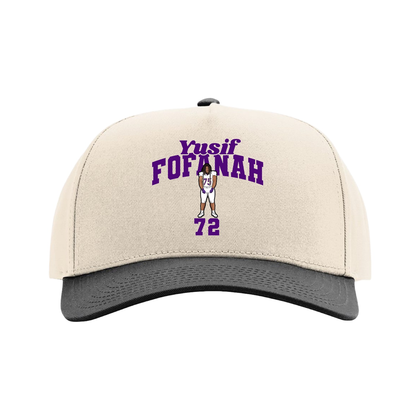 Full Fabric Five-Panel Champ Cap — Signature Arch in Cream/Black