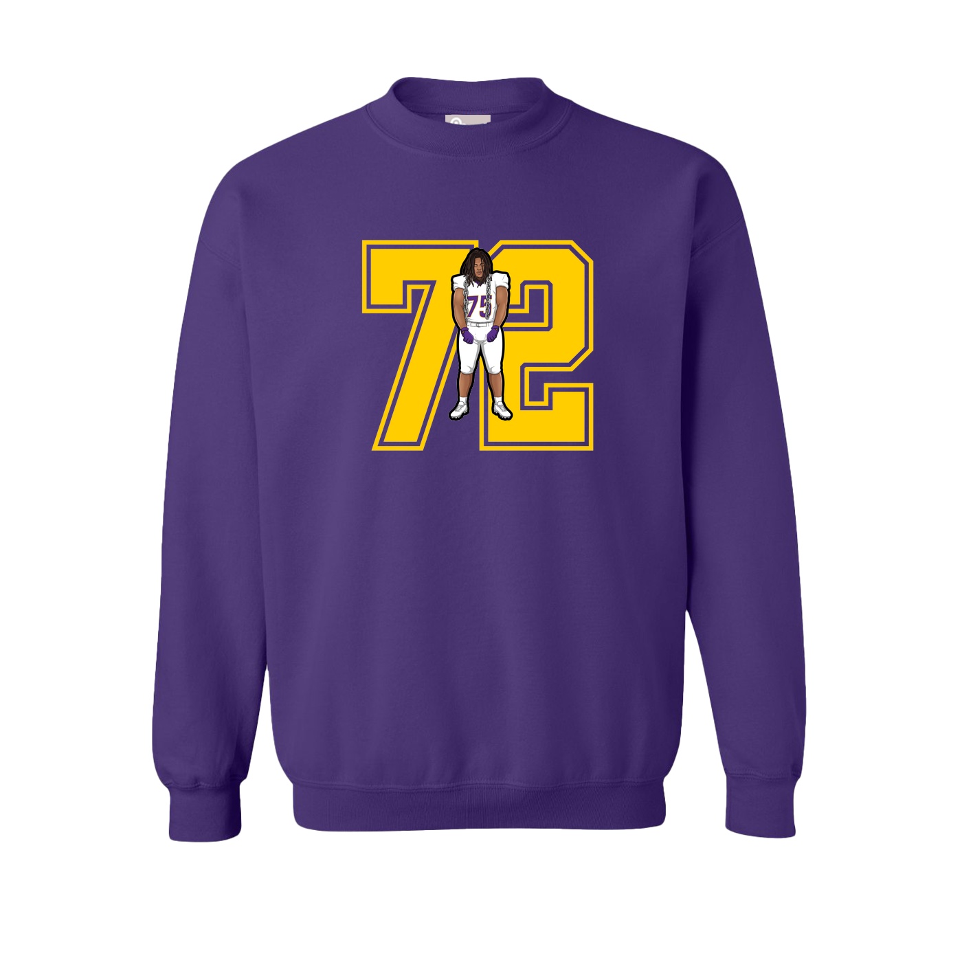 Fleece Crew — Number in Purple