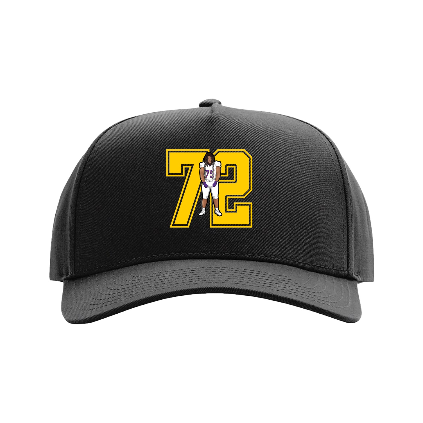 Full Fabric Five-Panel Champ Cap — Number in Black